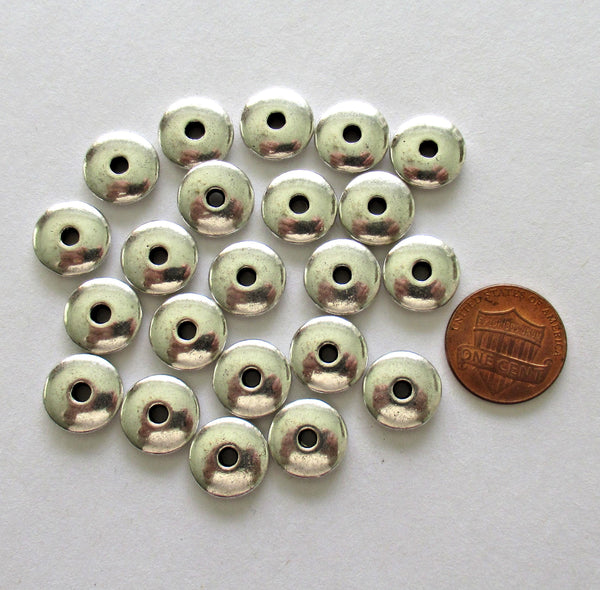 Silver tone metal alloy washer or spacer beads - 12mm - big hole spacer discs - 20 pieces - C0241