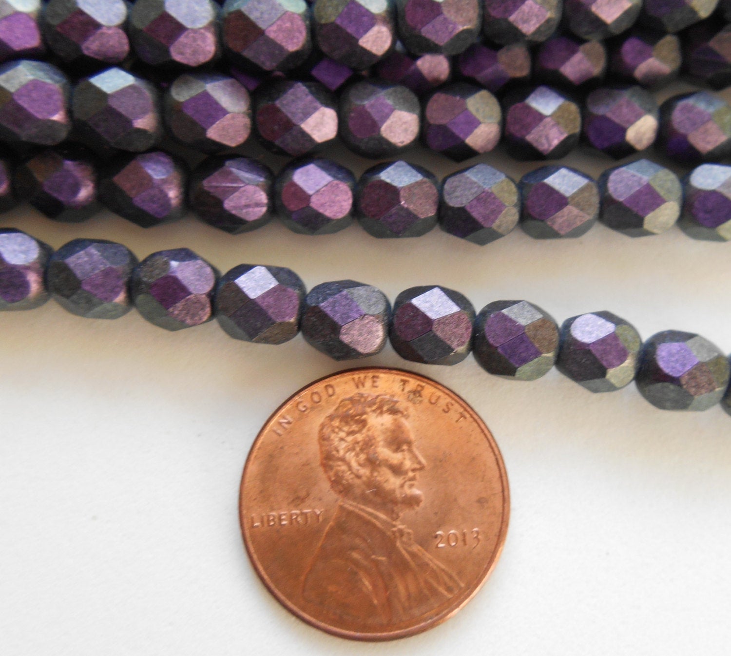 25 6mm Polychrome Black Currant Czech glass beads, deep, dark purple firepolished, faceted round beads, C4625 - Glorious Glass Beads