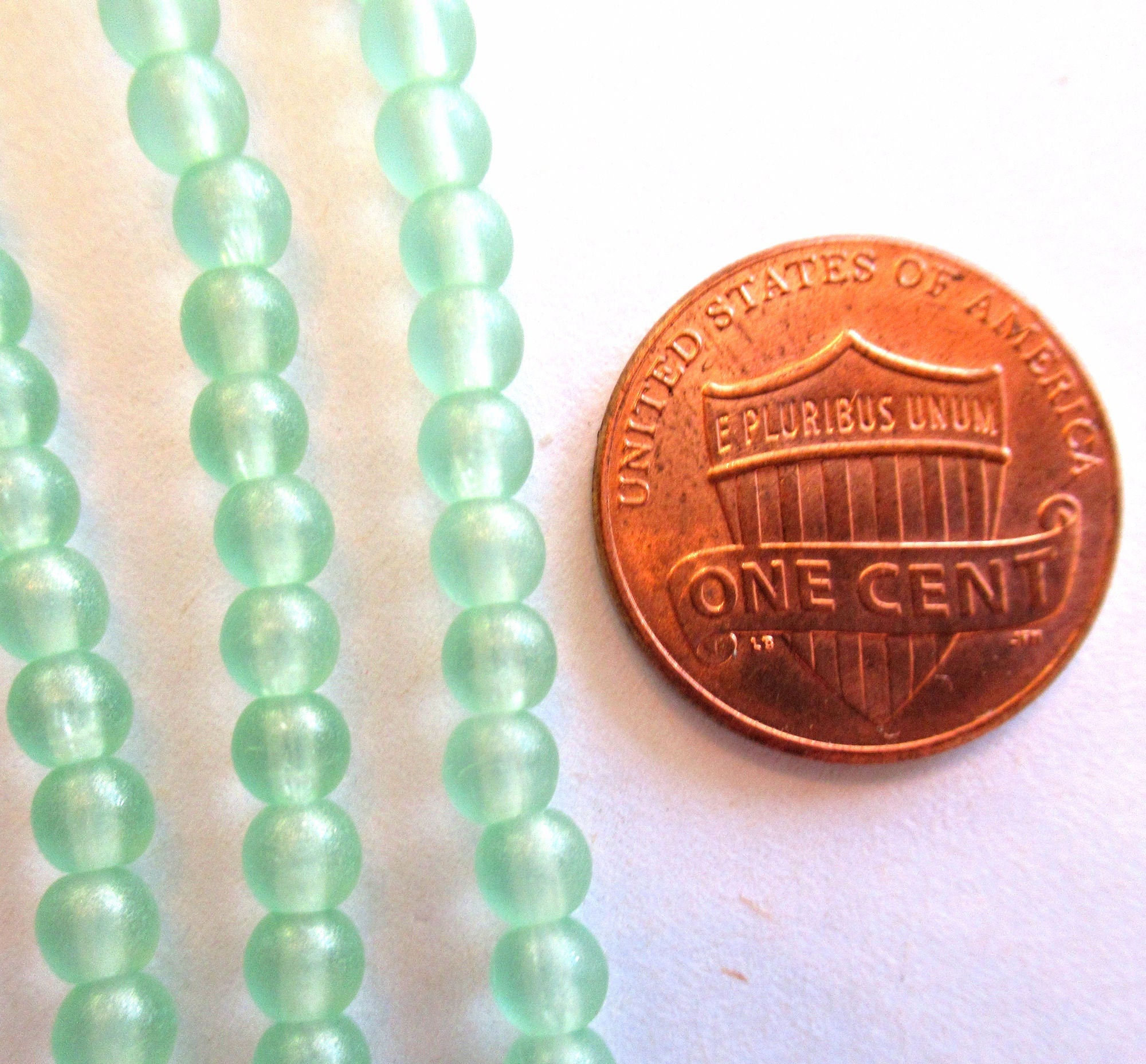 Lot of 100 4mm Czech glass druk beads - Sueded Gold Peridot Green, smooth round druks C0055