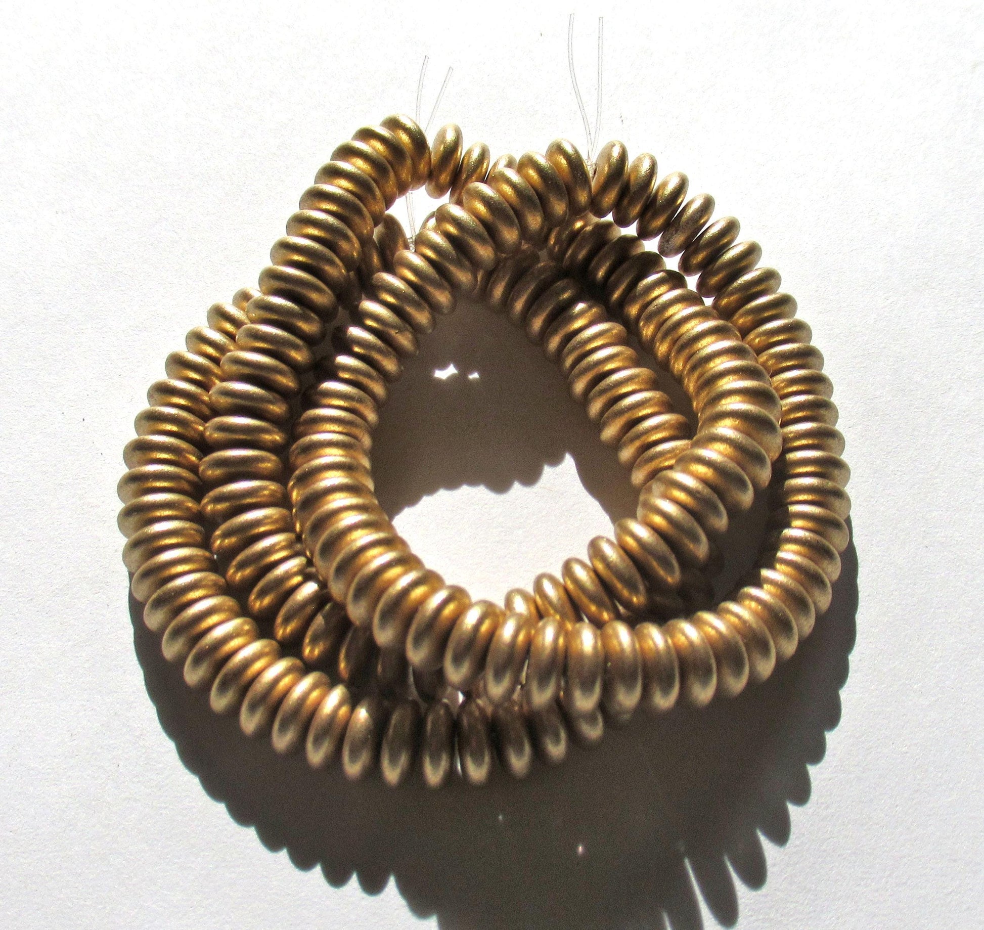 50 6mm Czech glass rondelle beads, matte metallic flax gold spacers or rondelles C00611 - Glorious Glass Beads