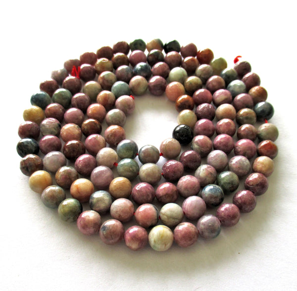 Tourmaline smooth round Beads - 8mm - semiprecious gemstone beads - multicolored druk beads - 51 pieces - 15.5 inch strand - 000011