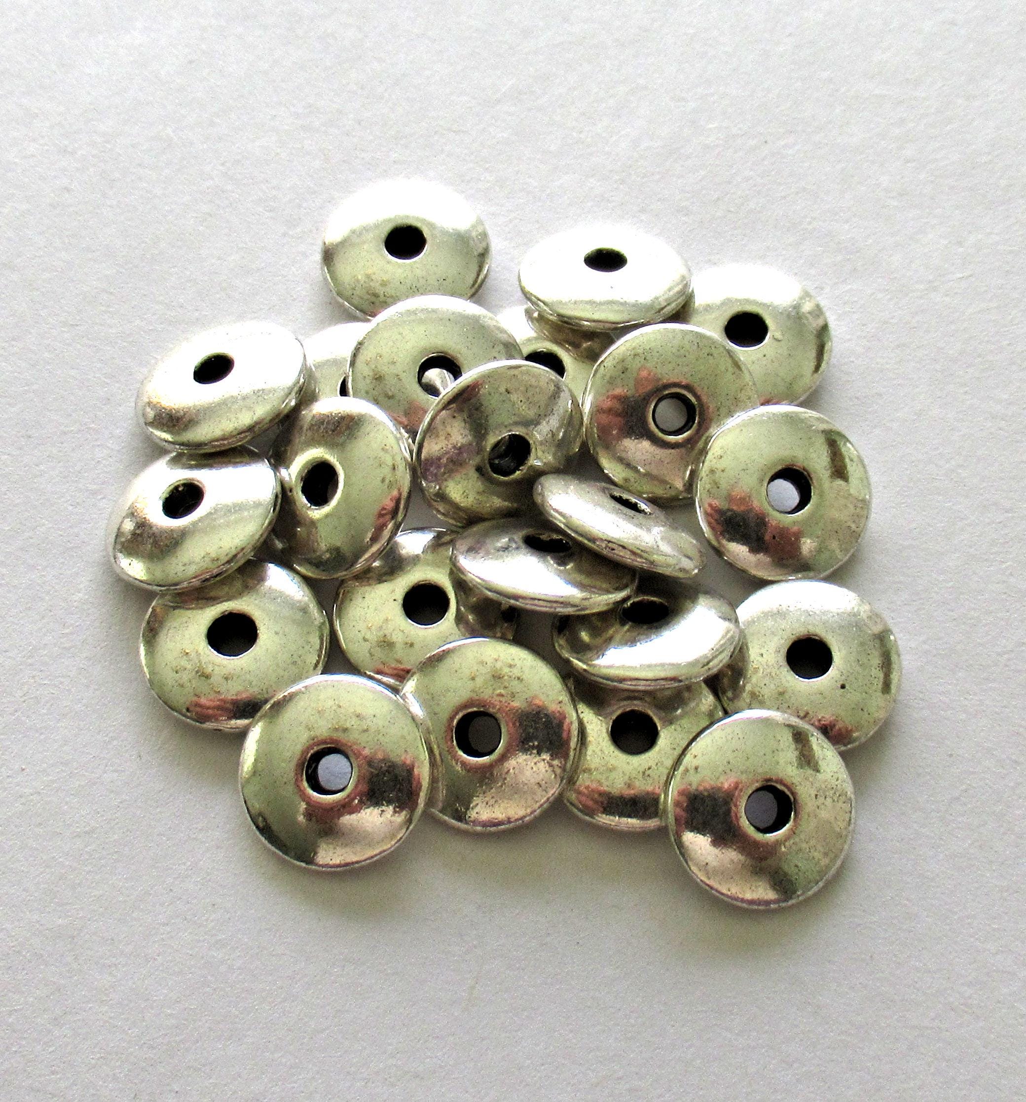 Silver tone metal alloy washer or spacer beads - 12mm - big hole spacer discs - 20 pieces - C0241