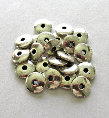 Silver tone metal alloy washer or spacer beads - 12mm - big hole spacer discs - 20 pieces - C0241