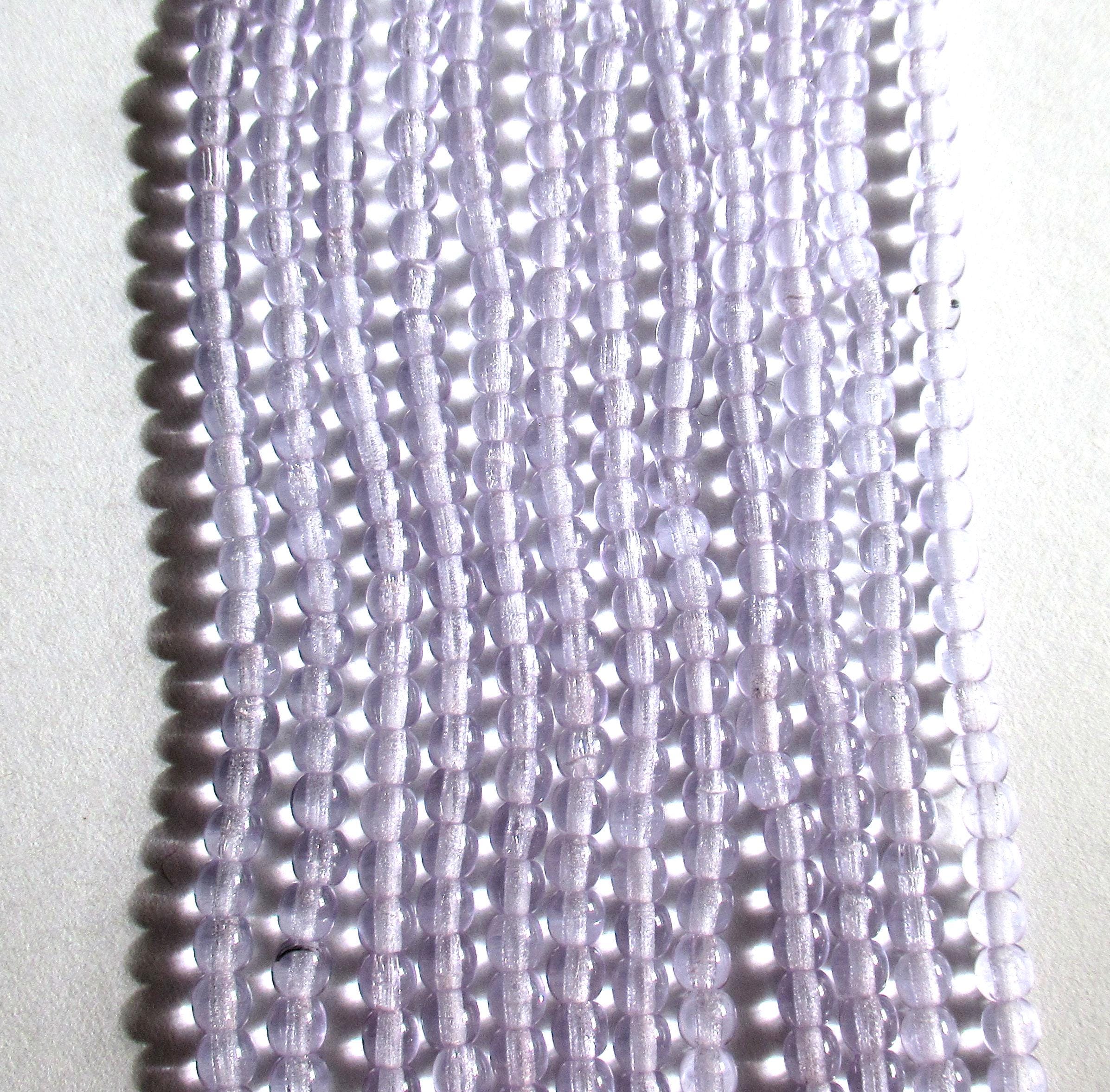 100 4mm Czech glass druks - alexandrite / lavender or lilac pressed glass round druk beads - C0037
