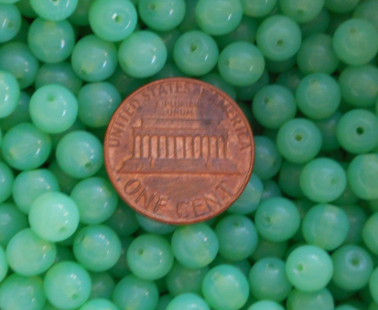 50 6mm Czech glass beads, Opaque Milky Green Jade Opal smooth round druk beads C0550