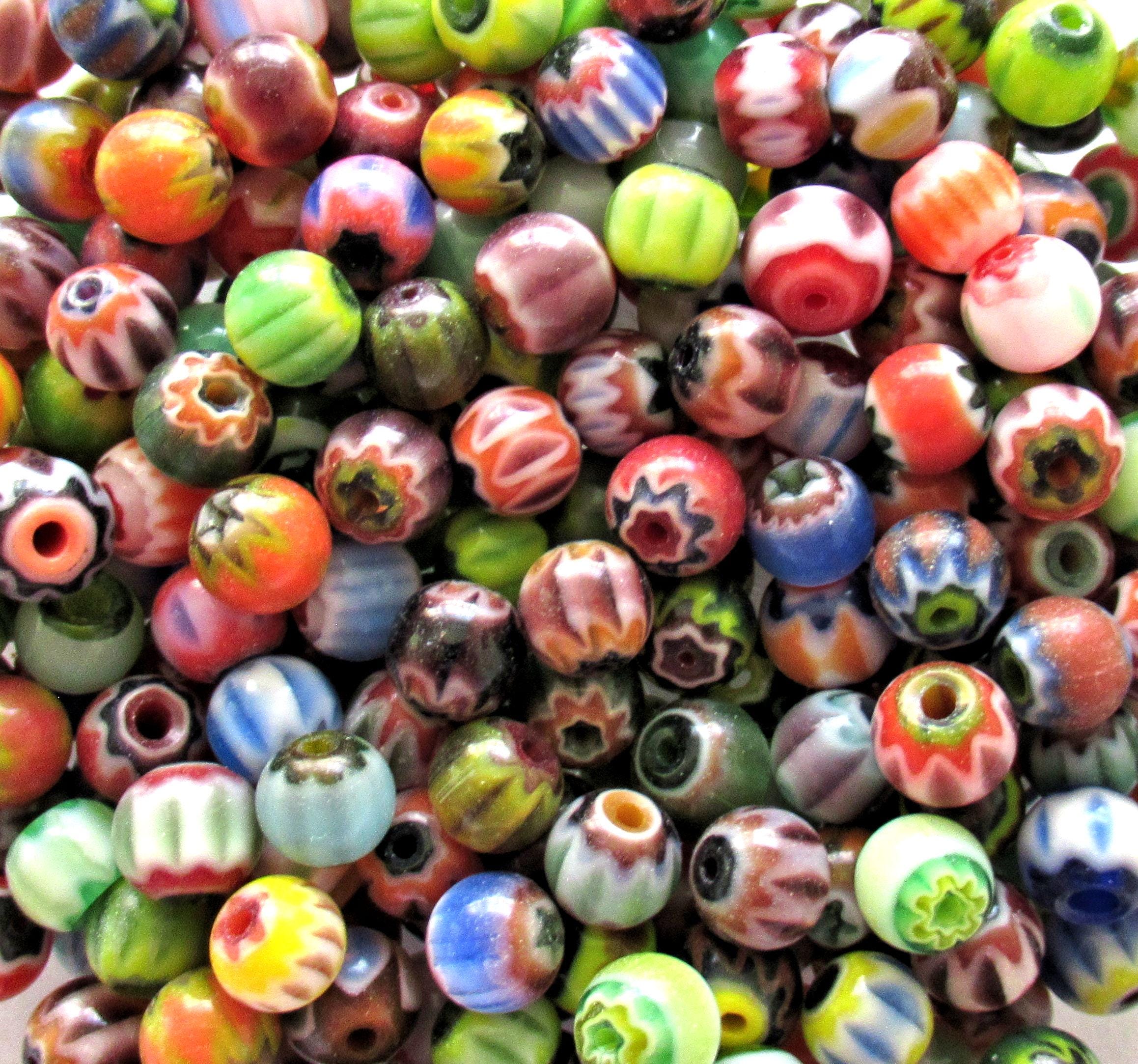 Chevron spacer bead mix - variety of multi-colored glass beads - 5mm to 6mm - 35 pieces - C00291
