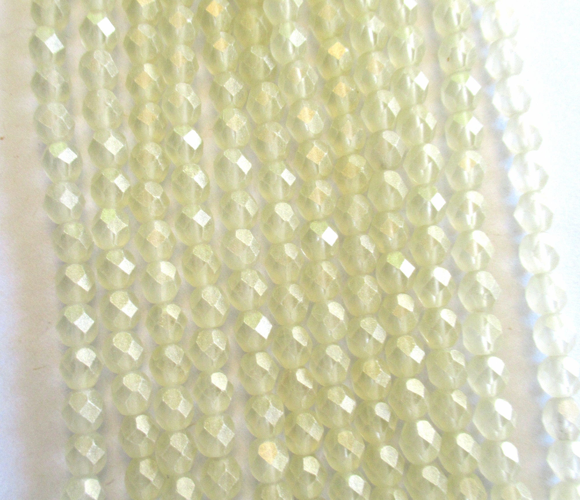 25 6mm Czech glass beads - Sueded Gold Jonquil - light yellow beads with a frosty gold finish - faceted fire polished round beads - C0015