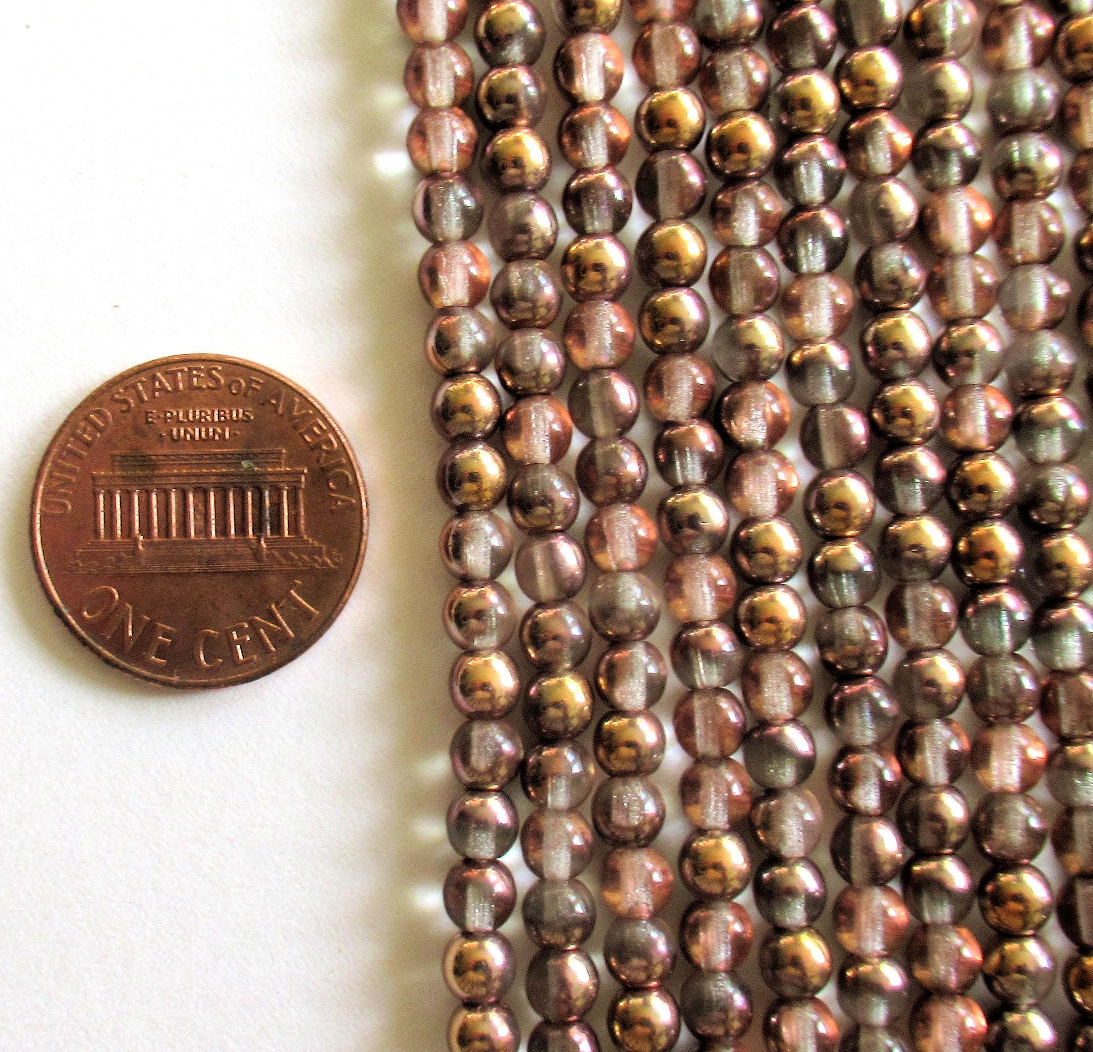 4mm Czech glass druks - apollo gold - smooth round druk beads - 100 pieces - C0077