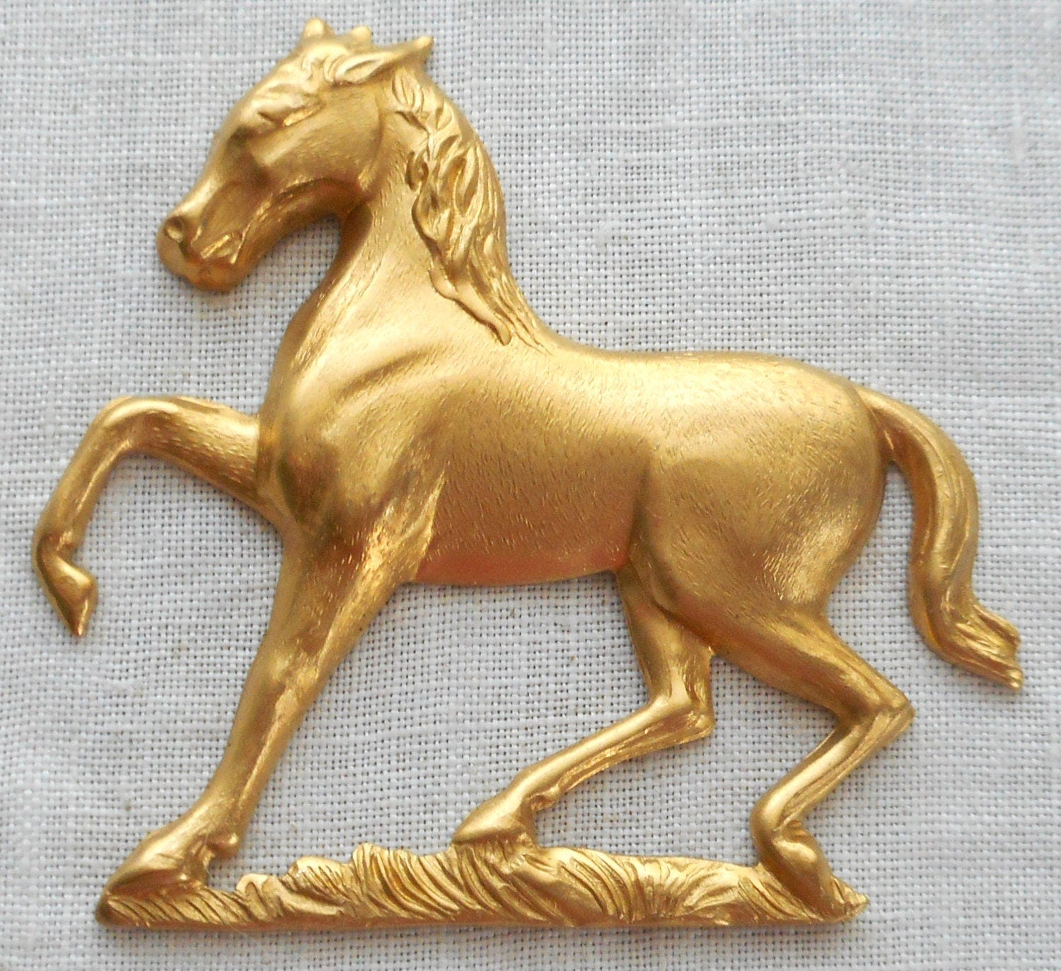 1 extra large horse raw brass stamping - pony pendant - connector - ornament - component - 3.25" in by 3.25" inches - made in the USA 00851 - Glorious Glass Beads