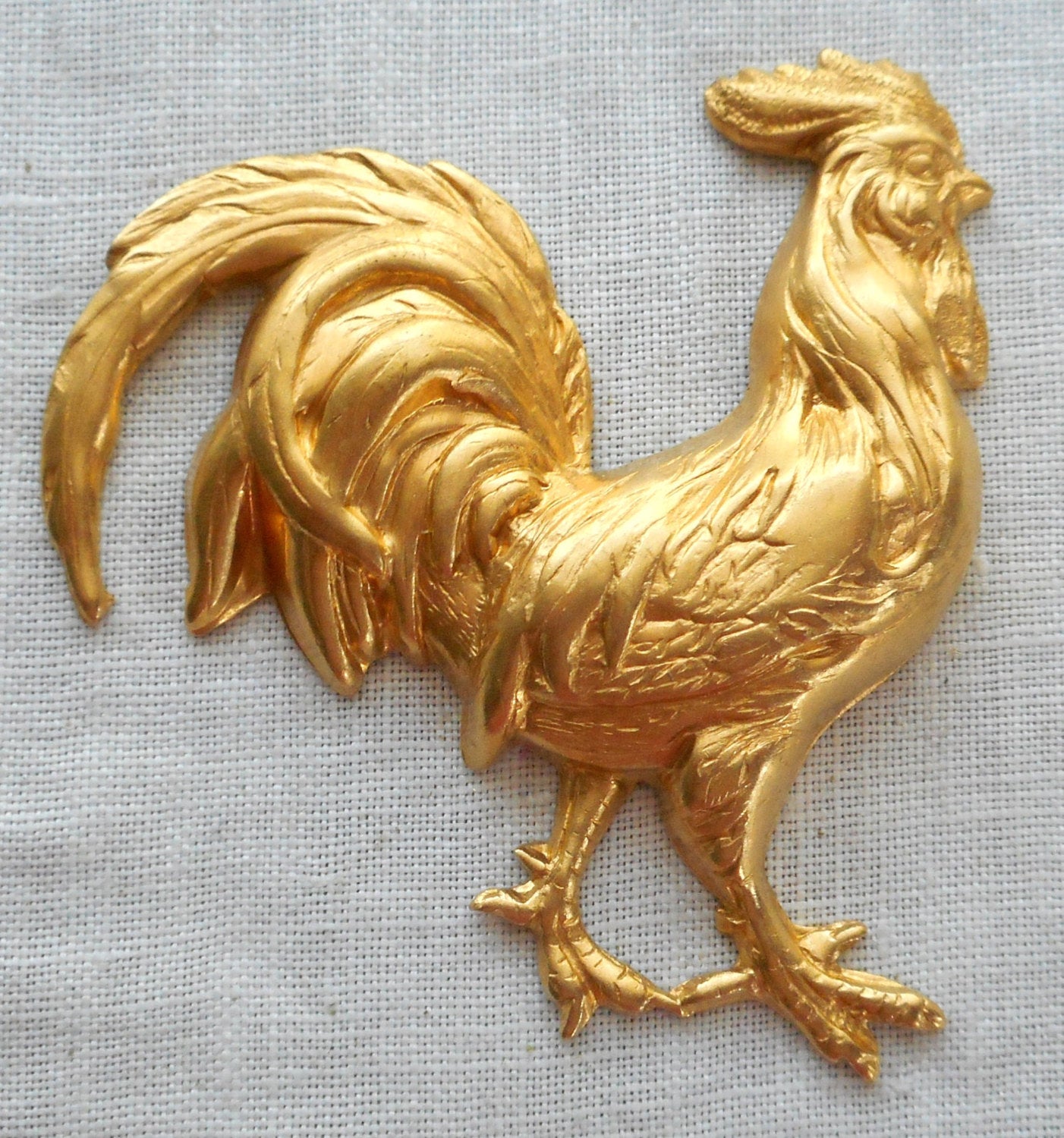 1 large raw brass rooster, cock, pendant, charm, brass stamping, connector, ornament 1.75" in by 1.50" in. made in the USA 9601 - Glorious Glass Beads