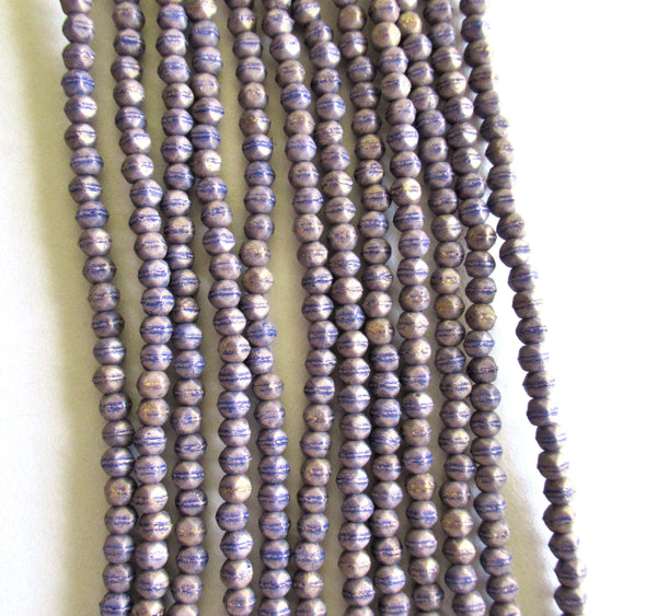 100 3mm Czech glass English cut beads - pacifica elderberry purple spacer beads - pressed glass beads - C0067