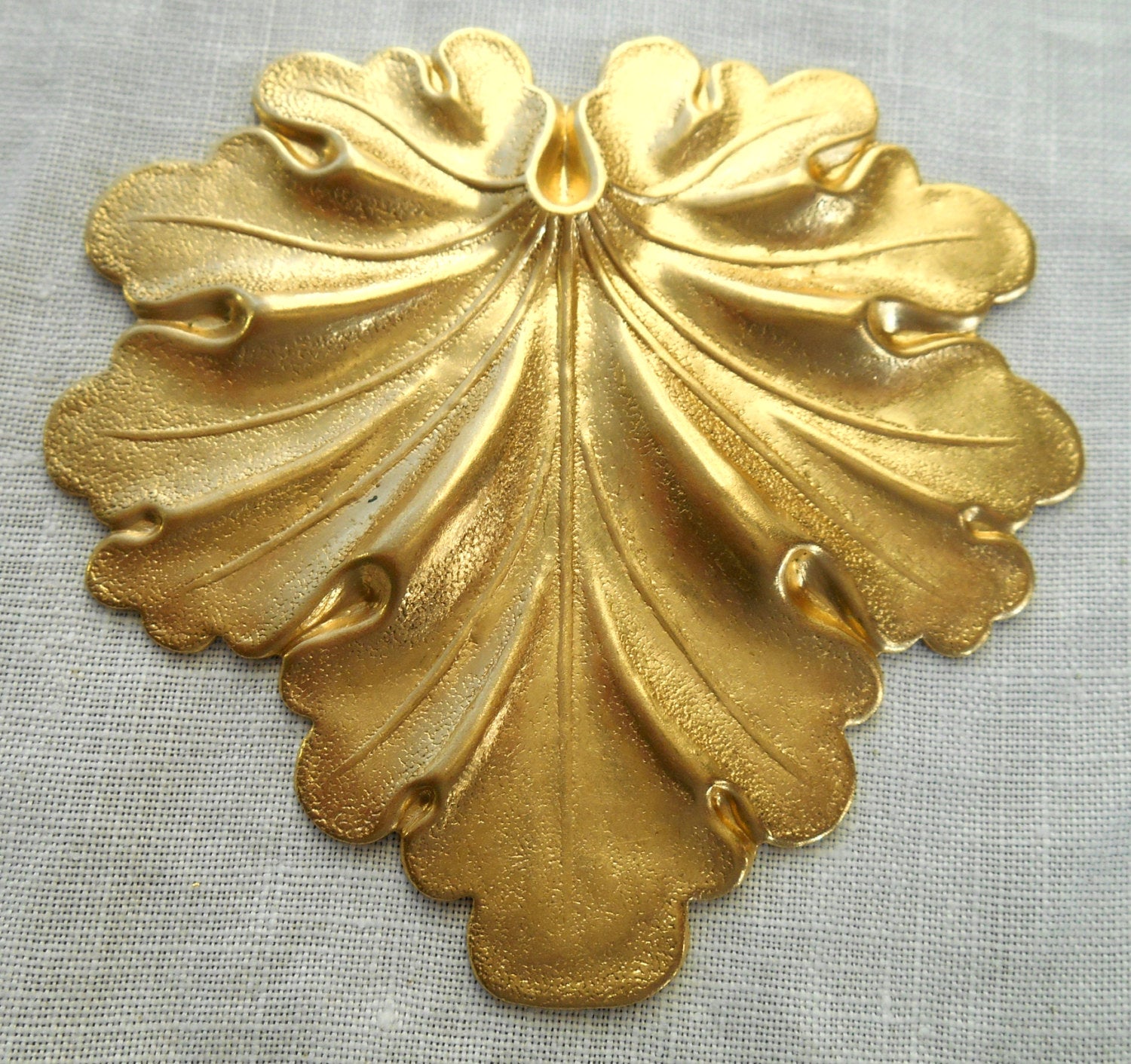 1 large raw brass stamping, Art Nouveau, Victorian leaf pendant, charm, ornament 59mm x 59mm made in the USA C7701 - Glorious Glass Beads