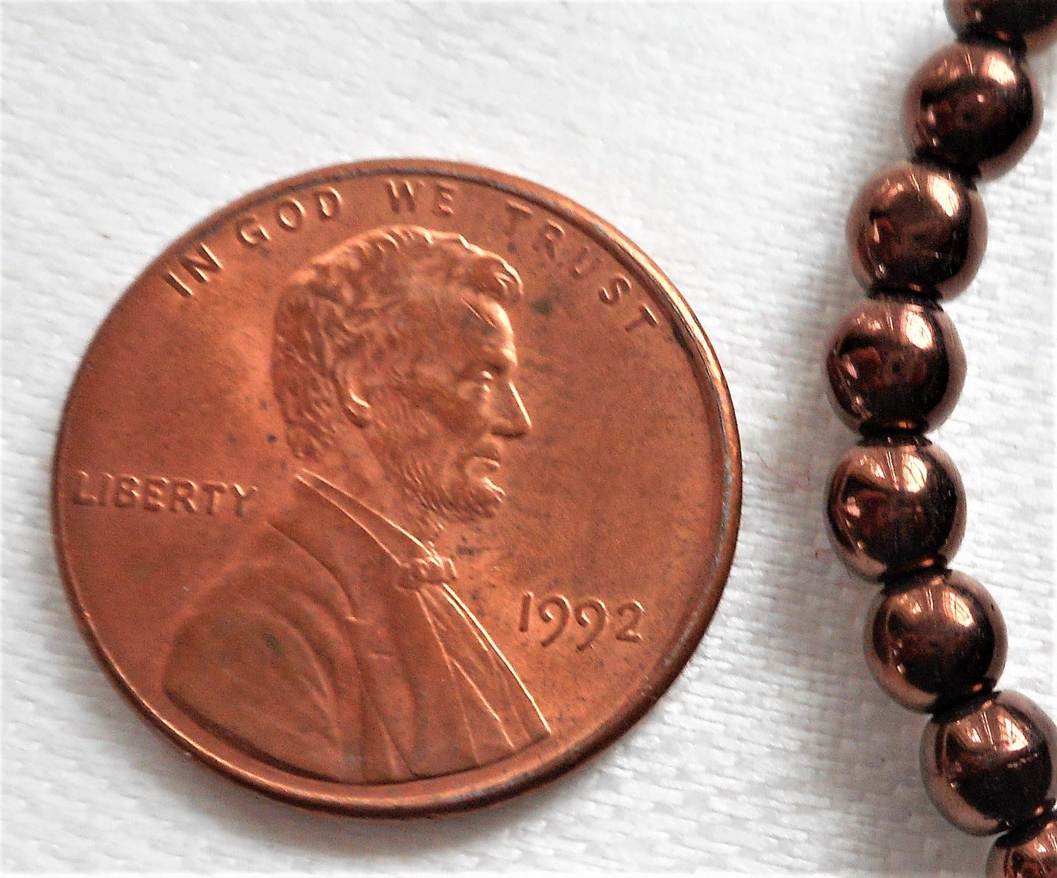 Lot of 100 4mm metallic Dark Bronze Czech glass druk beads, brown smooth round druks, C40101