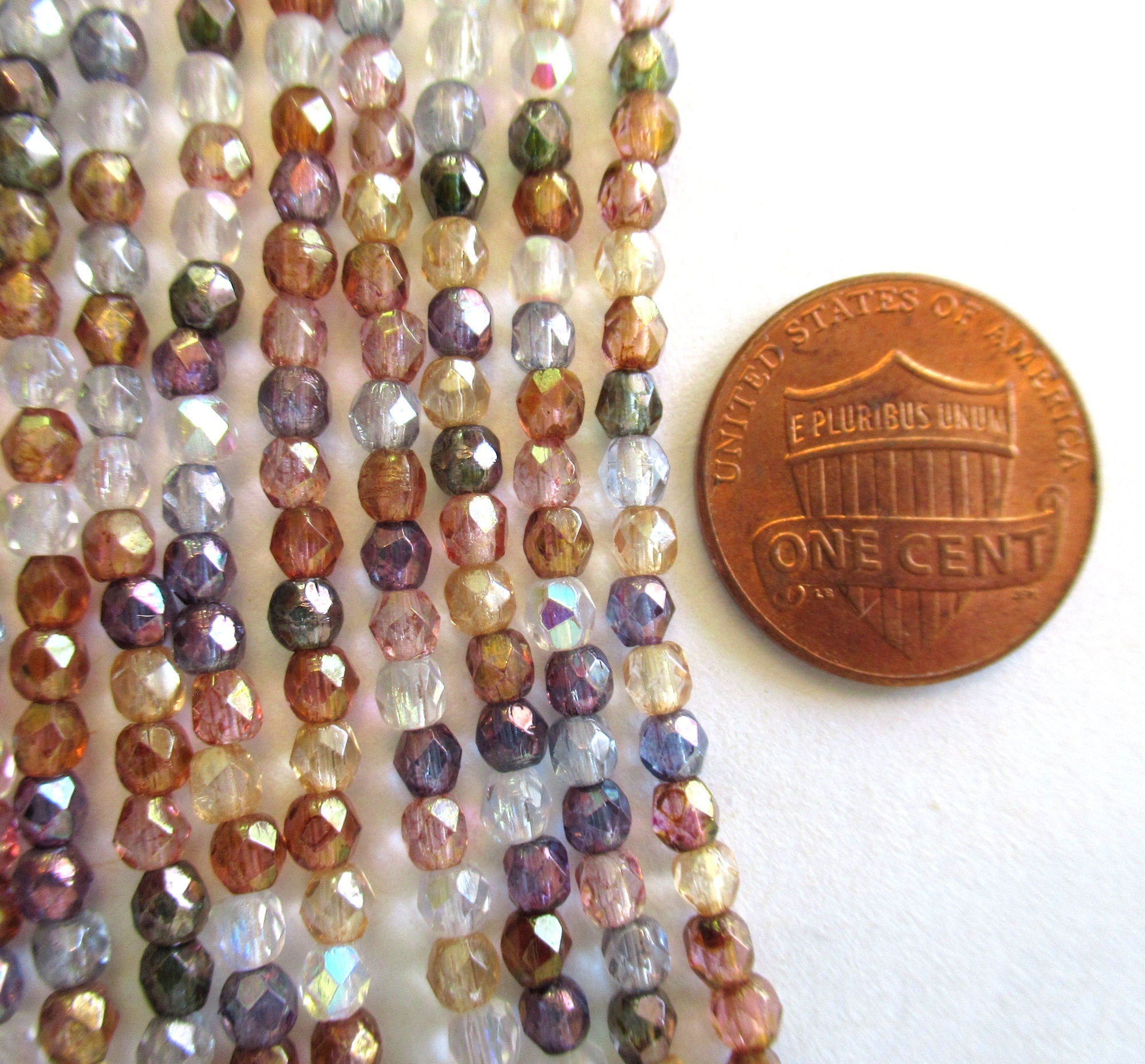 Fifty 3mm transparent luster color mix Czech glass beads - round faceted fire polished beads C0075