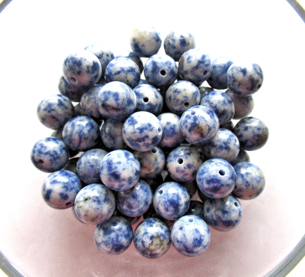 12mm Sodalite smooth round beads - semiprecious gemstone beads - blue & white druk beads - 10 beads
