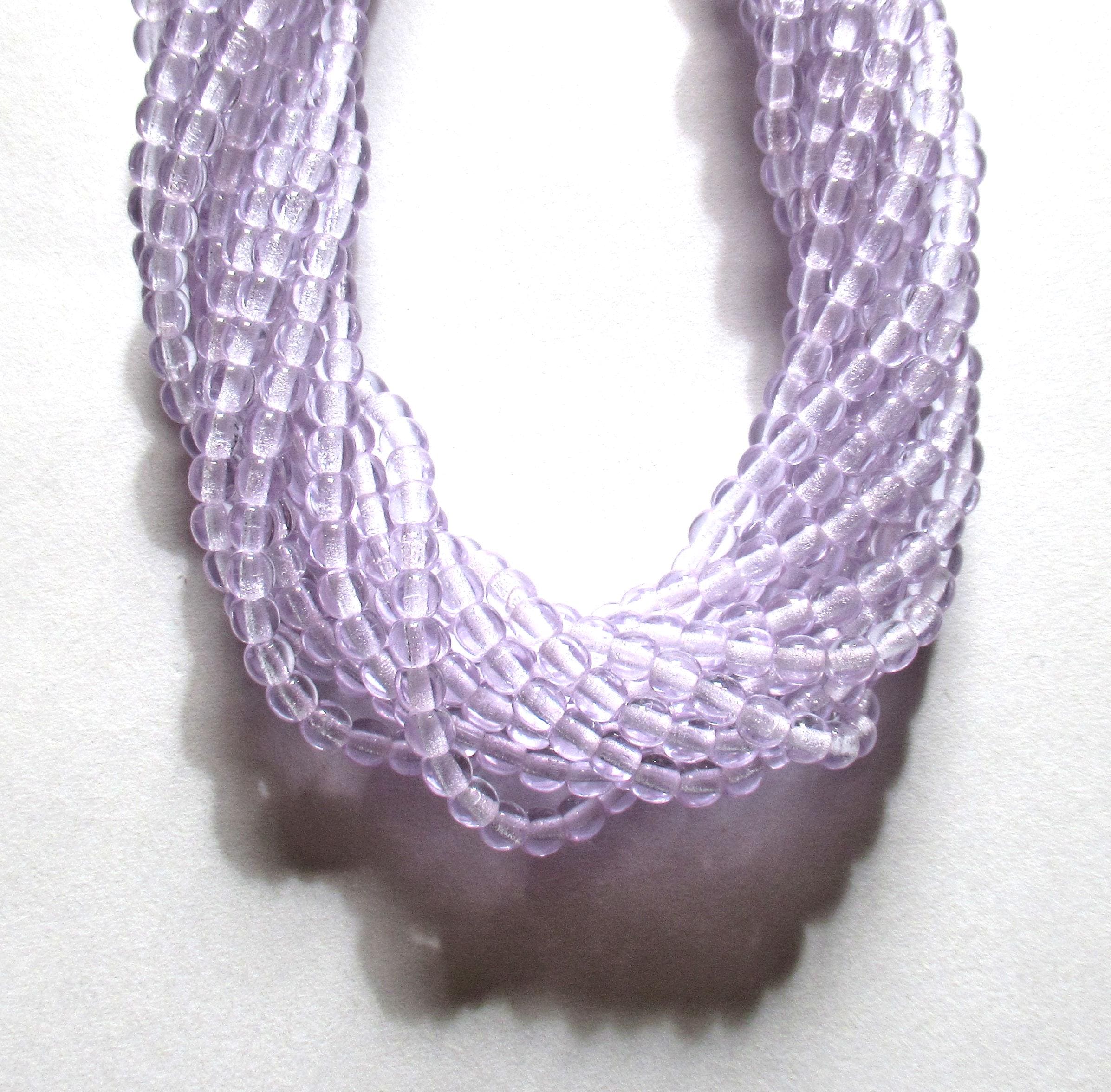 100 4mm Czech glass druks - alexandrite / lavender or lilac pressed glass round druk beads - C0037