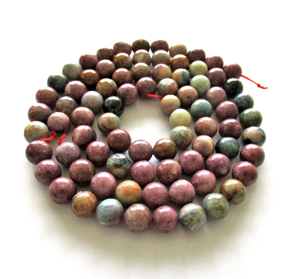 Tourmaline smooth round Beads - 10mm - semiprecious gemstone beads - multicolored druk beads - 41 pieces - 15.5 inch strand - 000011