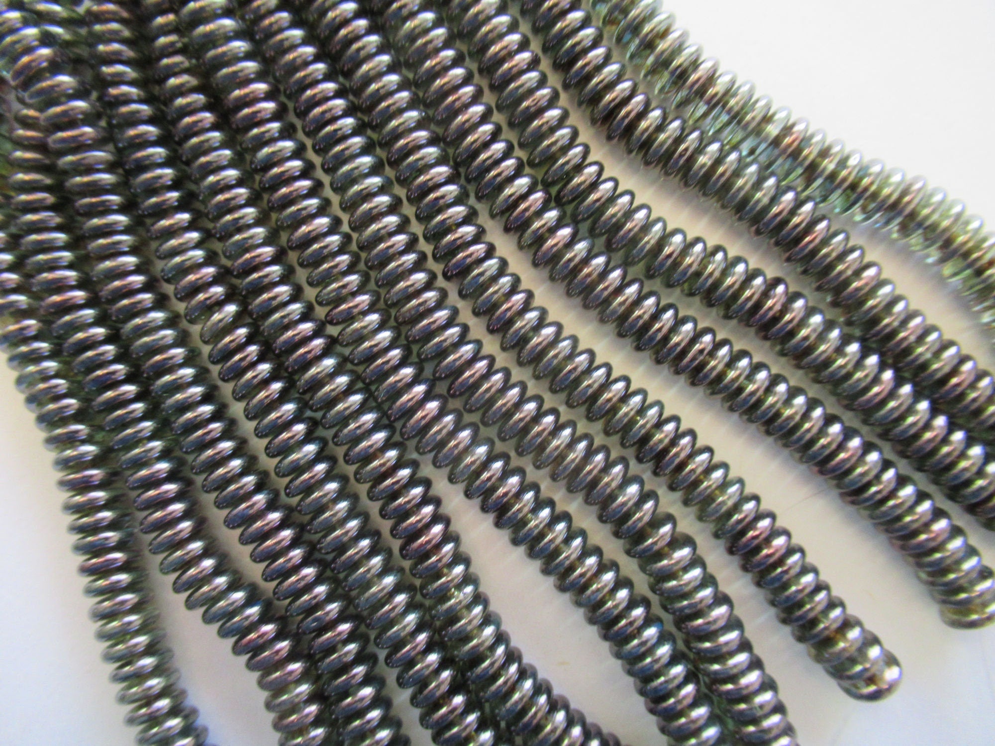 50 6mm Czech glass rondelle beads - transparent green luster - lumi green - flat spacers or rondelles C0015