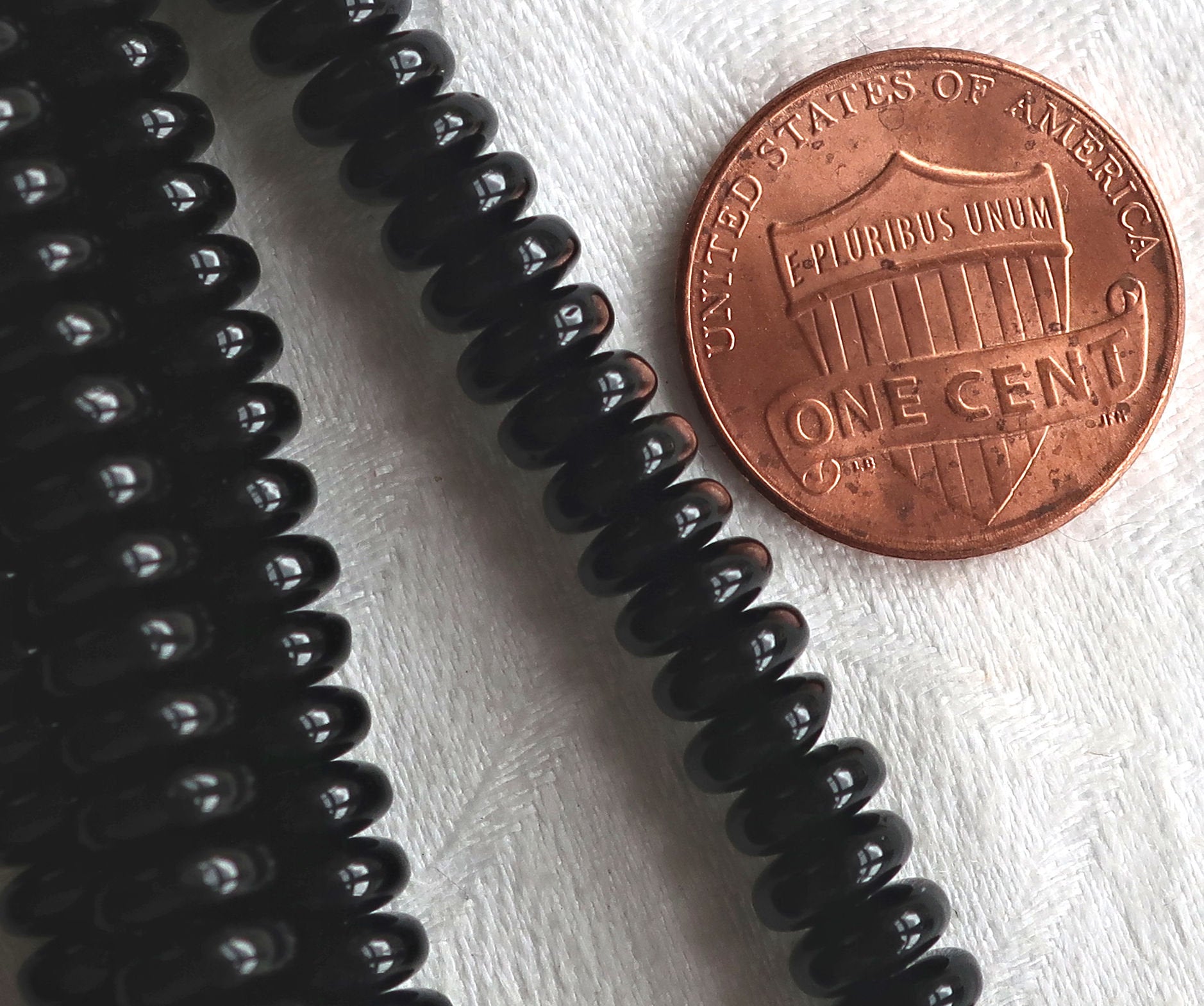 Lot of 50 6mm Czech glass rondelle beads, jet black flat spacers or rondelles C8601