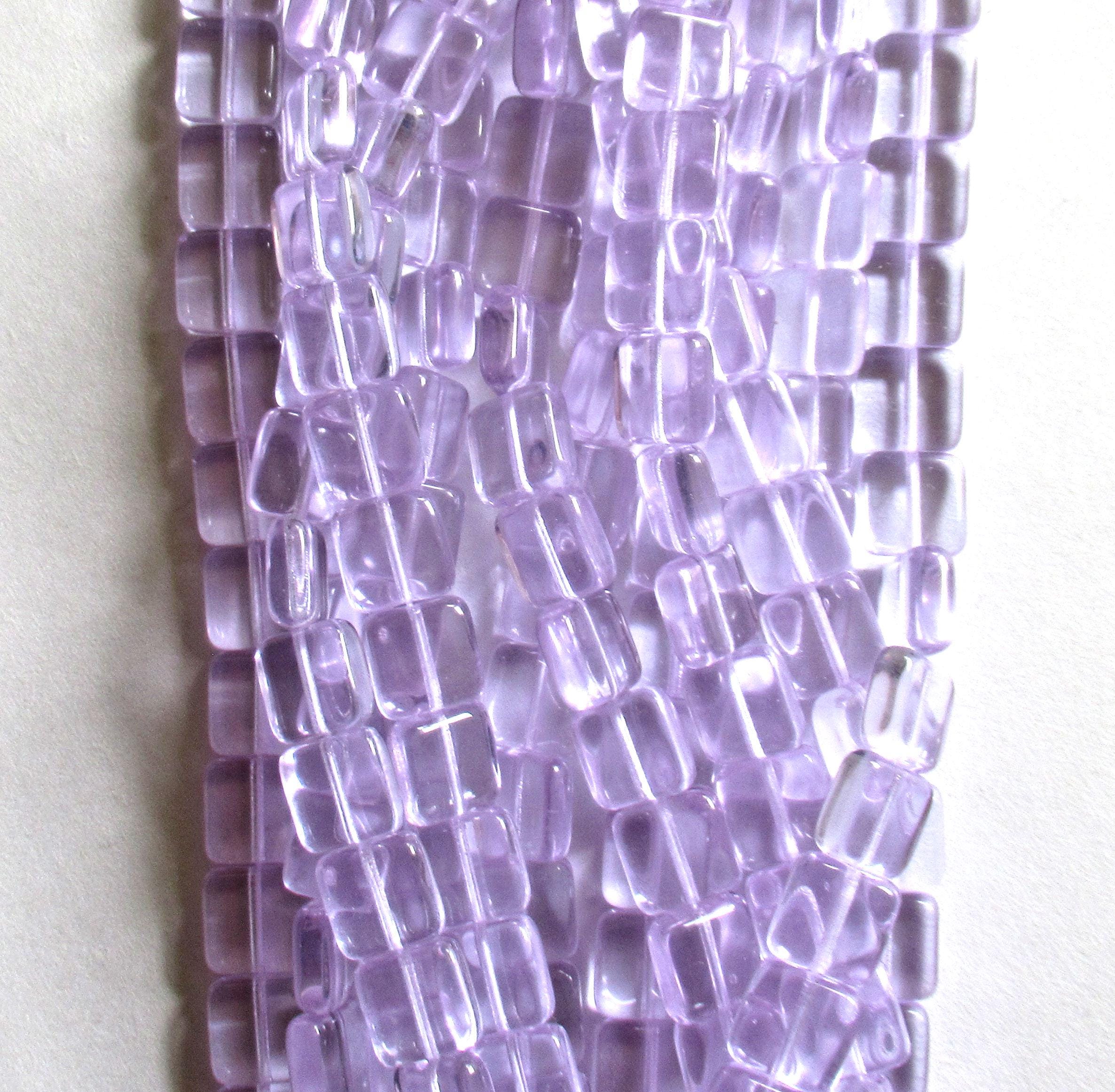 25 Czech glass square beads - alexandrite / lavender or lilac purple pressed glass beads - 9mm - C0074