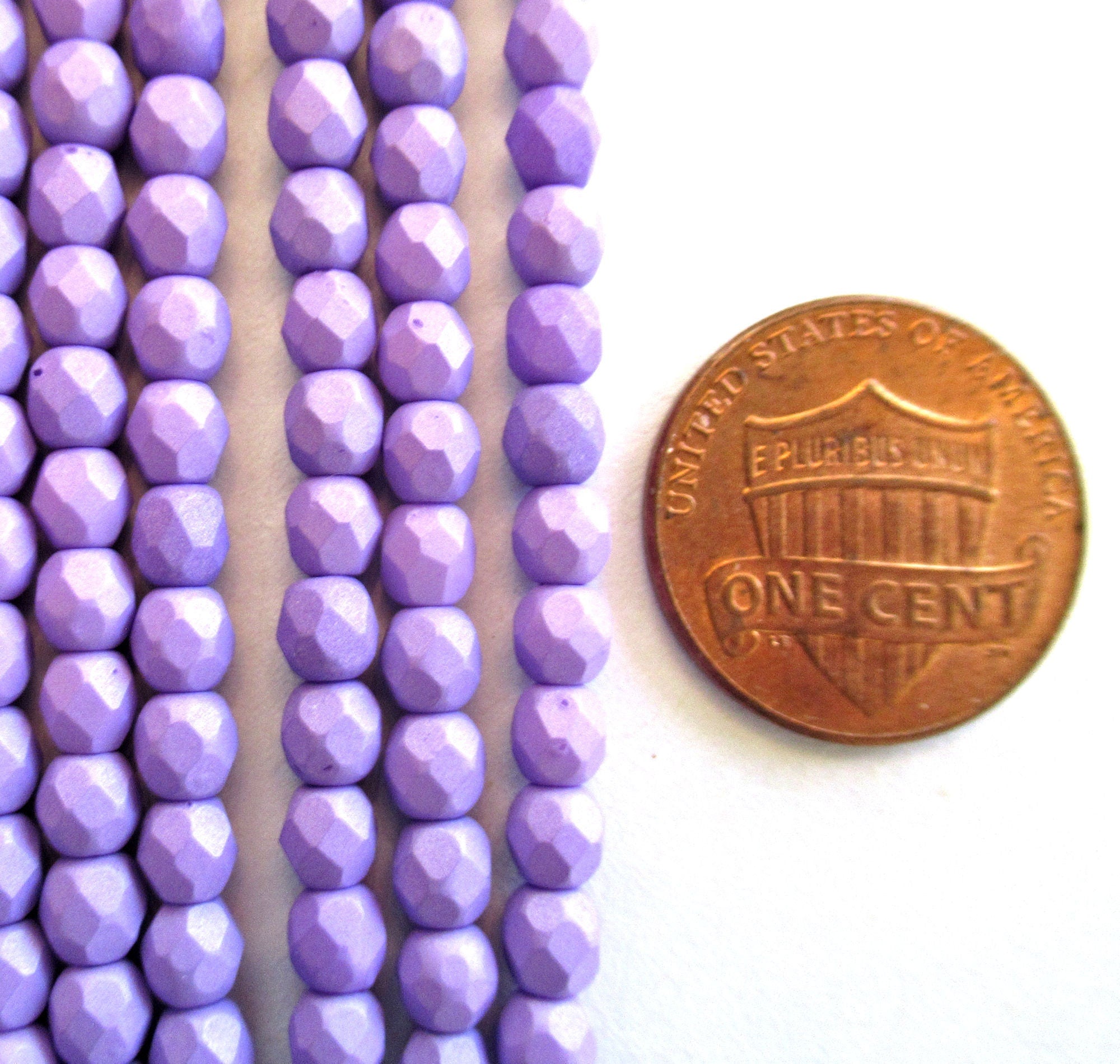 Fifty 6mm Czech glass druk beads - Bondeli Violet - opaque matte bright purple pressed glass smooth round druks C0058