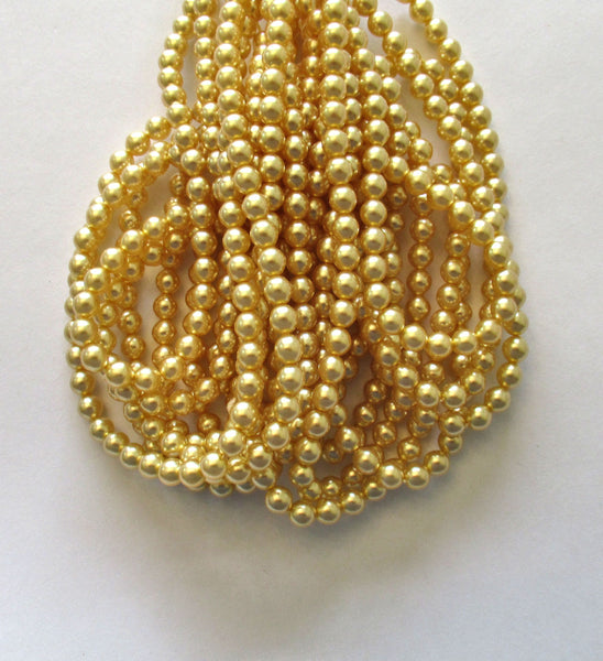 50 6mm Czech glass pearl druk beads - yellow gold Preciosa smooth round glass pearls C0095