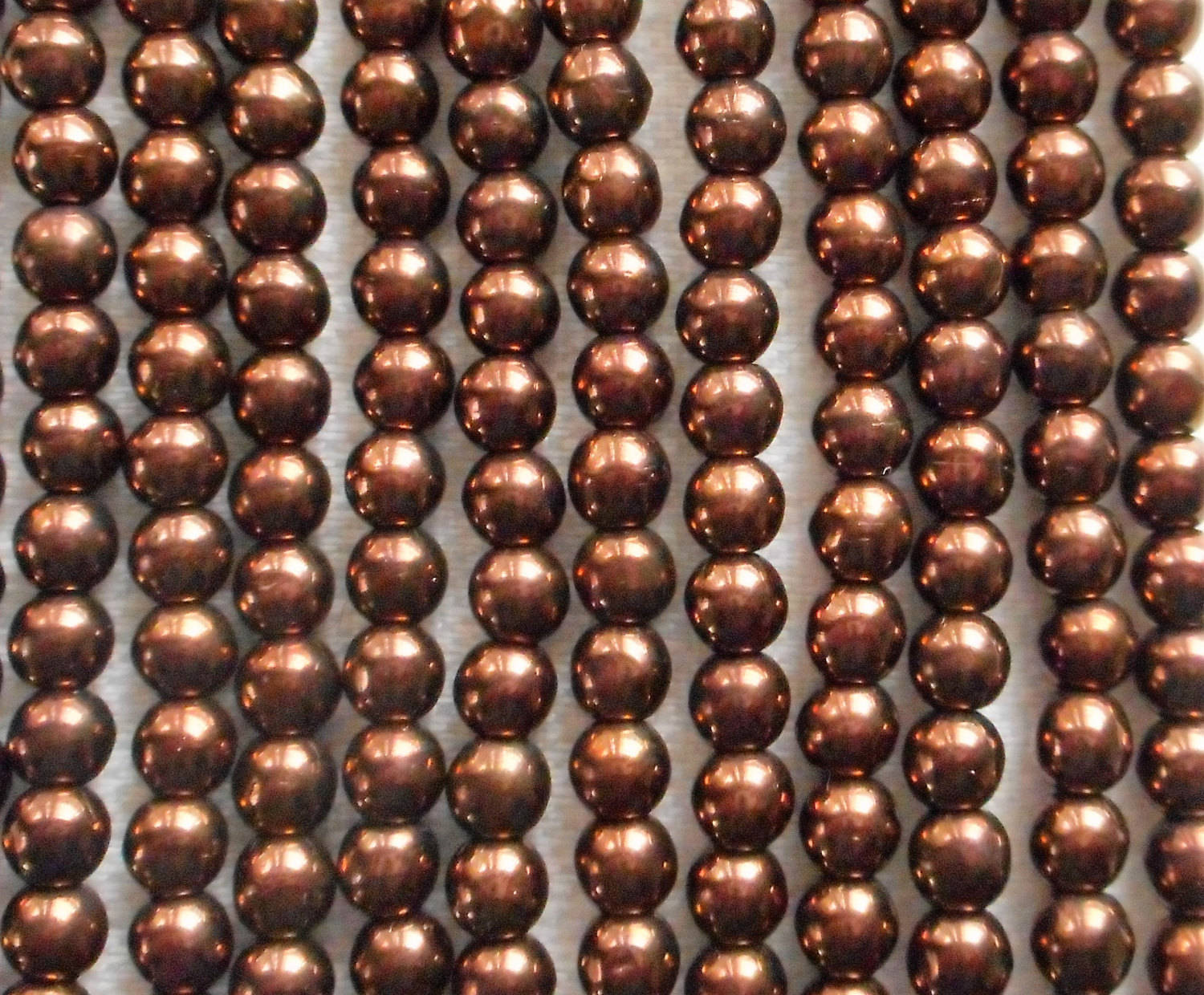 Lot of 100 4mm metallic Dark Bronze Czech glass druk beads, brown smooth round druks, C40101