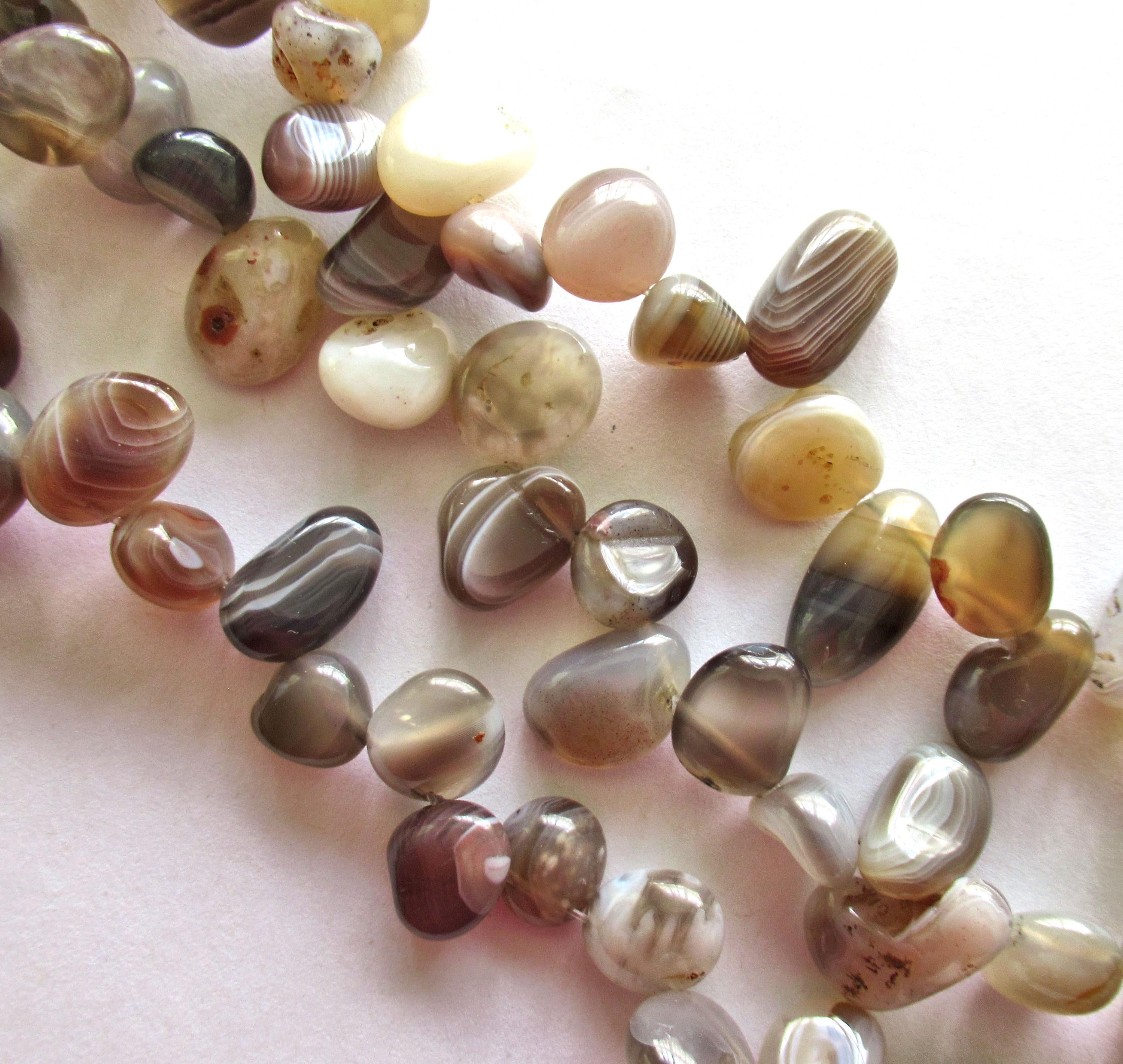Botswana Agate banded pebble or nugget beads - 8 to 15mm - multicolor semiprecious stone beads - 59 beads - 15.5 0000