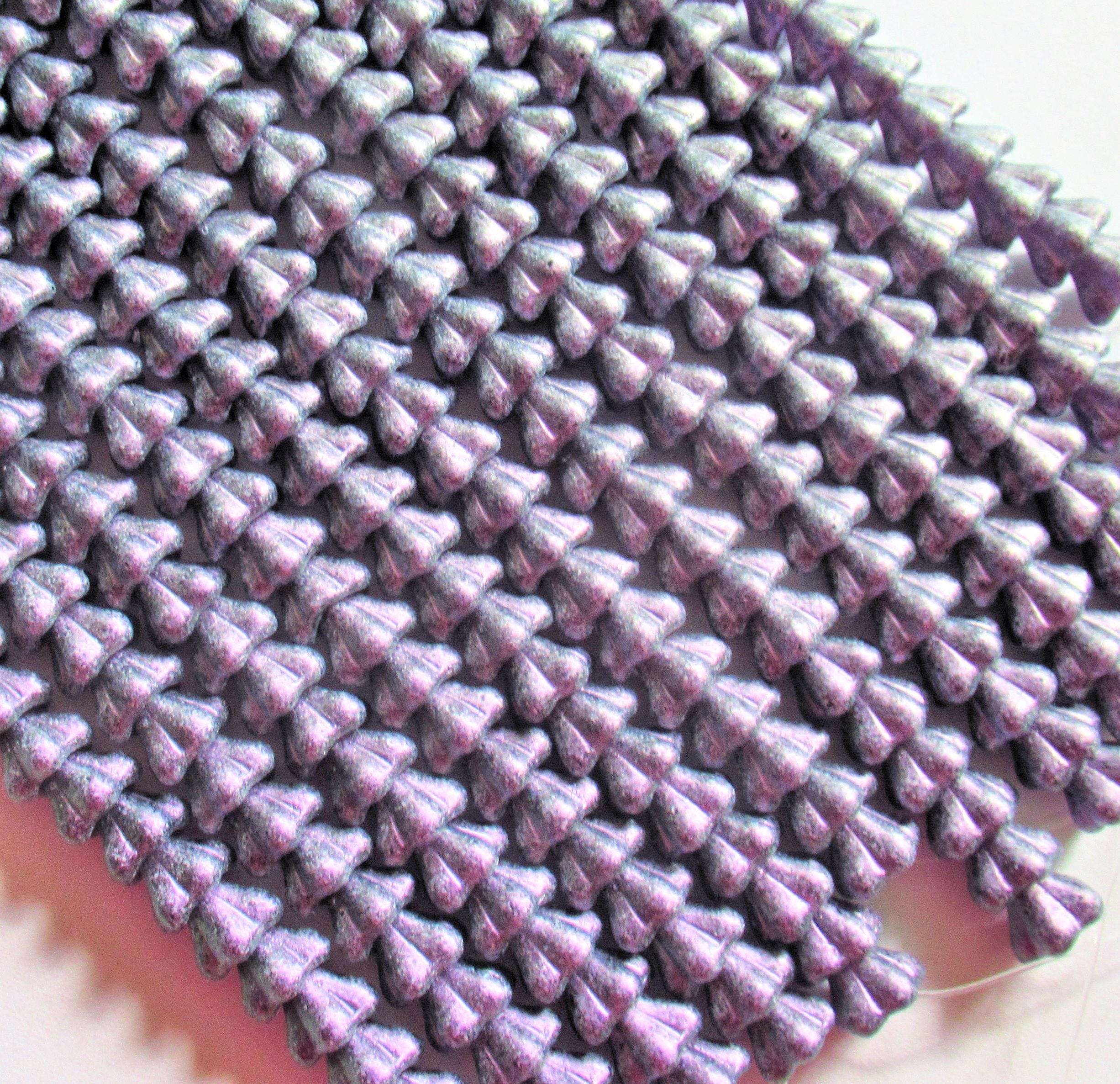 25 Czech glass bell flower beads - Rose Shimmer Tanzanite - opaque purple pressed glass bellflowers - 8 x 6mm - C00059