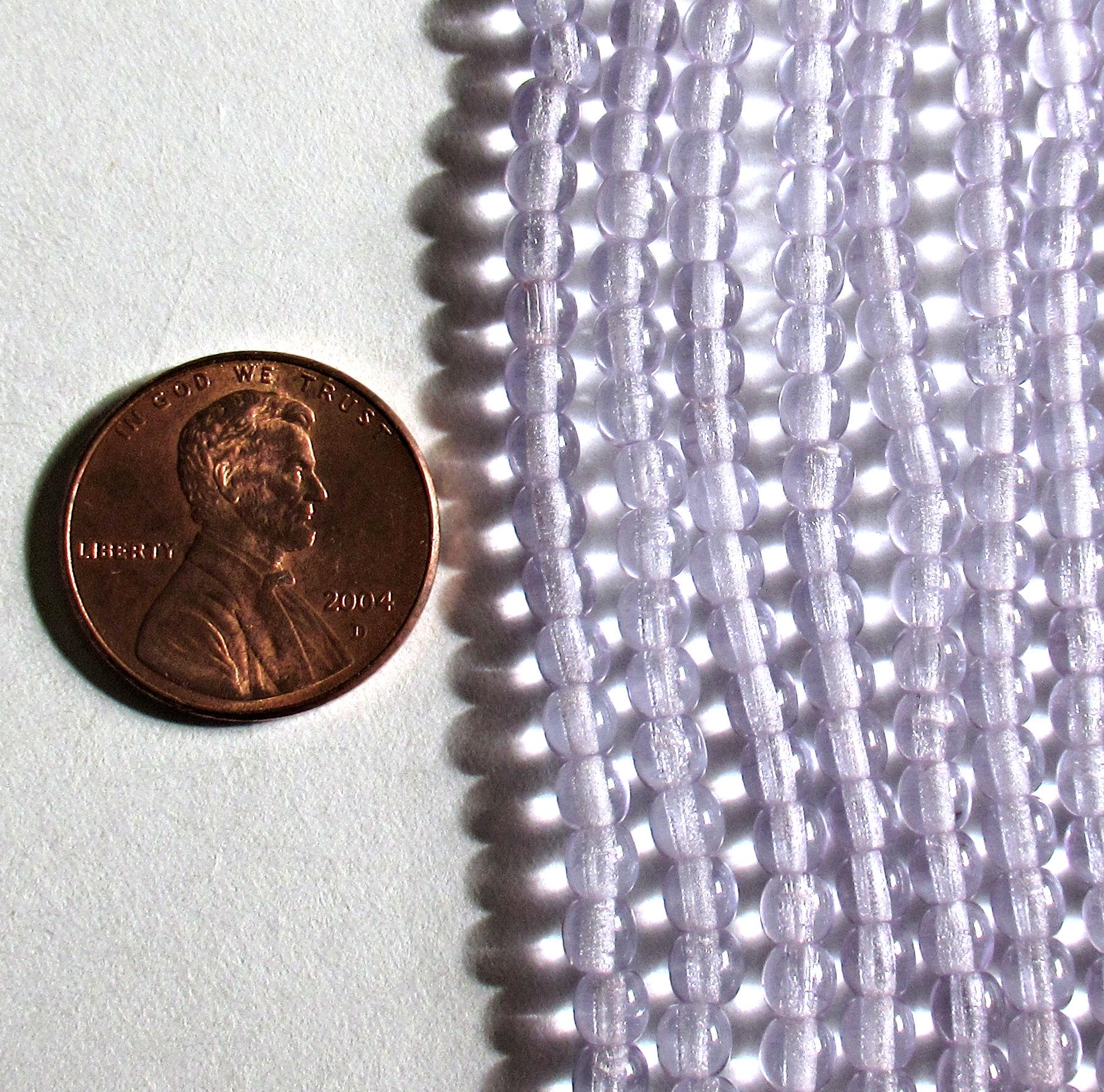 100 4mm Czech glass druks - alexandrite / lavender or lilac pressed glass round druk beads - C0037