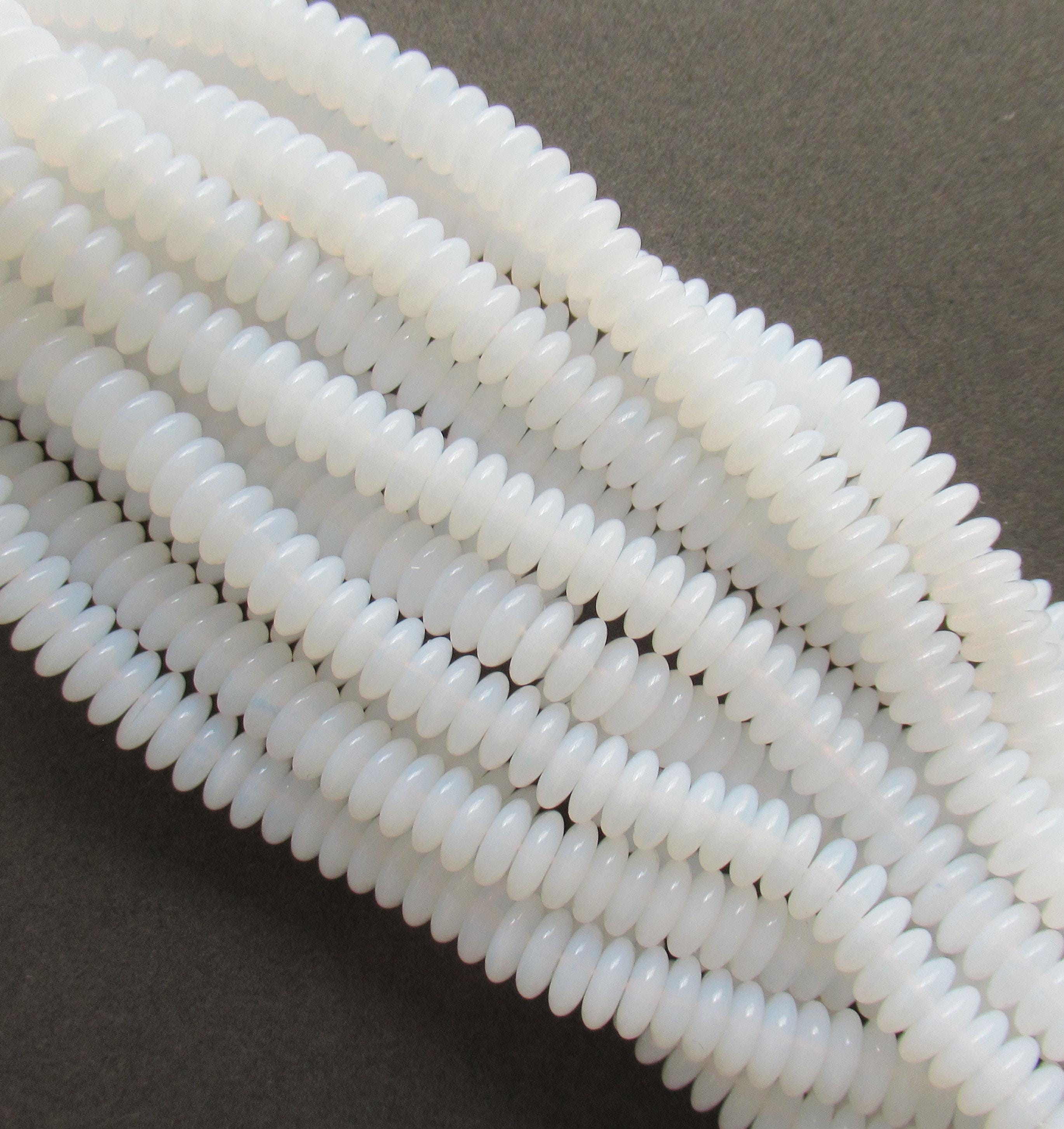50 6mm Czech glass rondelle spacer beads - translucent milky white opal beads - flat spacers or rondelles - C0049