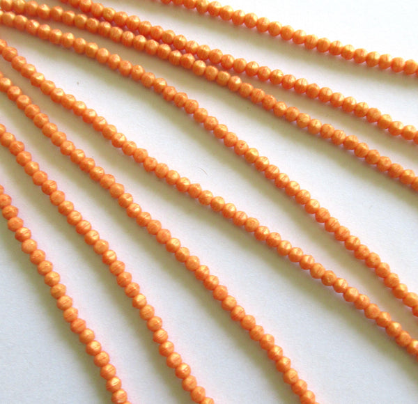 100 3mm English cut Czech glass beads - Pacifica Tangerine opaque orange spacer beads - pressed glass beads - C0077