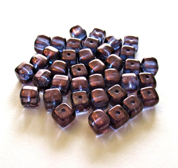 25 Czech glass cube beads - 5 x 7mm - lumi amethyst or purple beads C50125