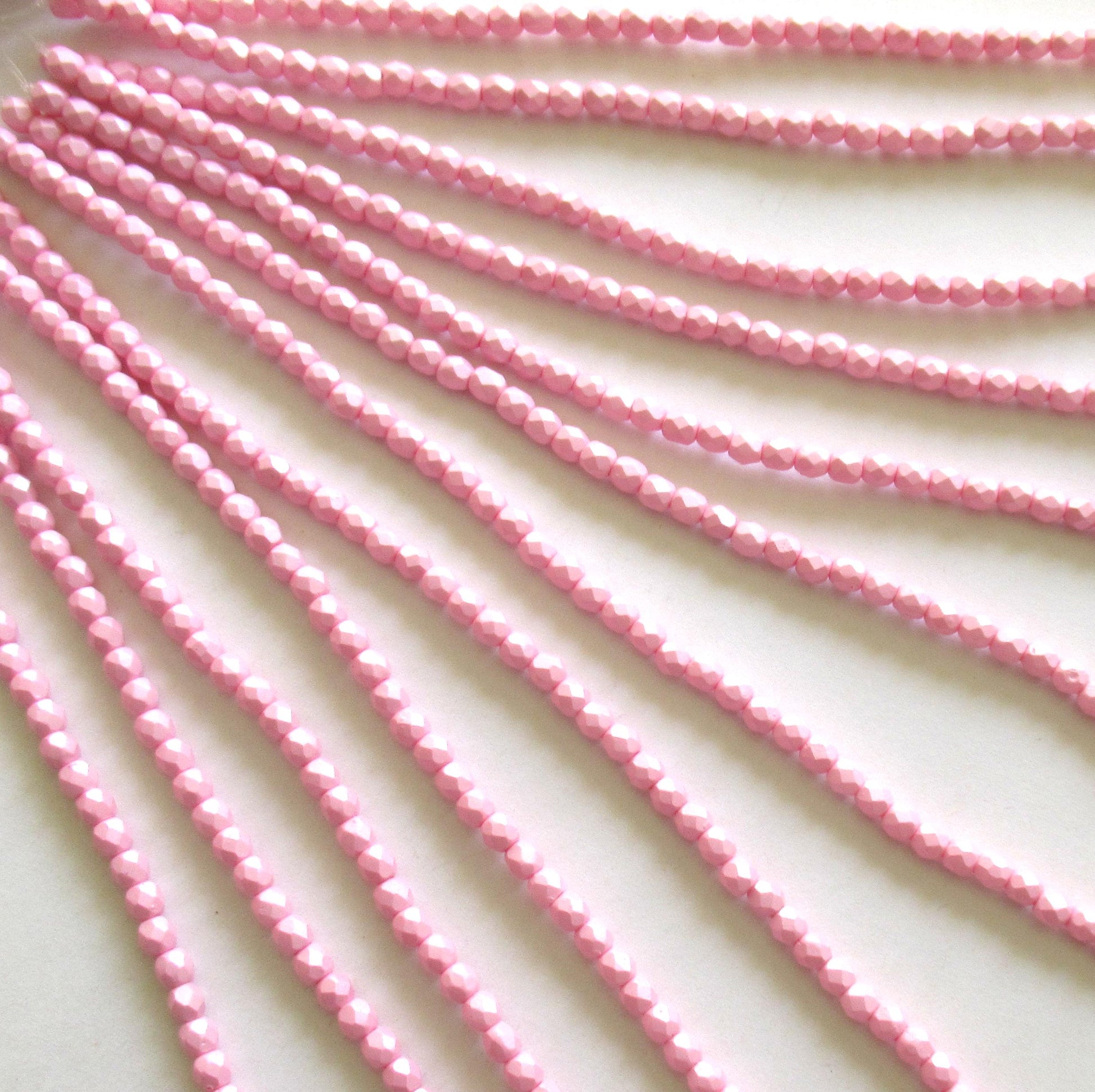 50 4mm Czech glass beads - opaque Powdery Pastel Pink - fire polished faceted round beads - C0018 - Glorious Glass Beads