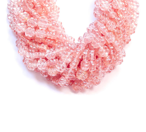 Lot of 25 8mm luster rosaline pink Czech glass flower beads, pressed glass beads C0026