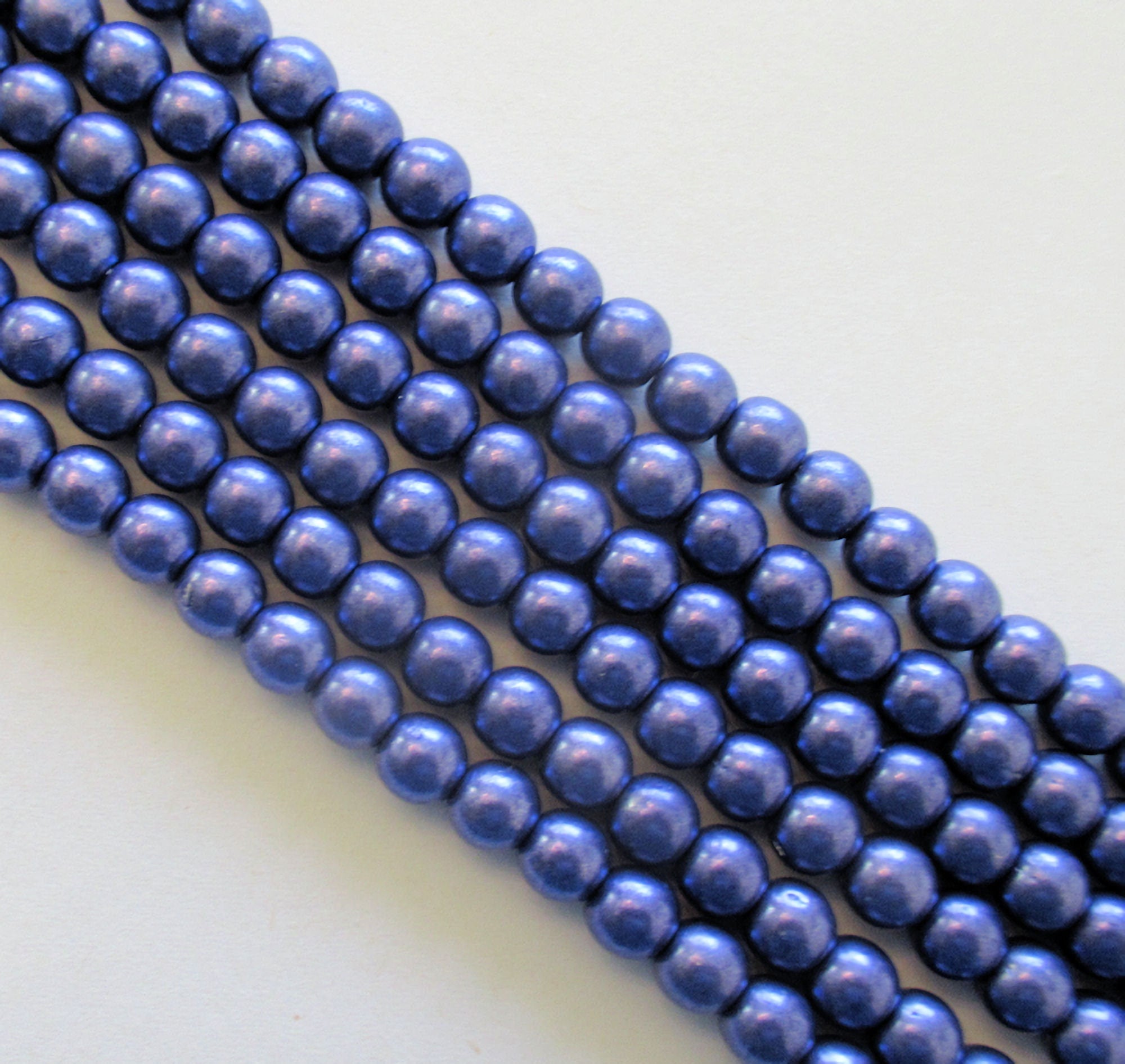 6mm Czech glass druks - saturated ultra violet - blue violet purple druks - C0037