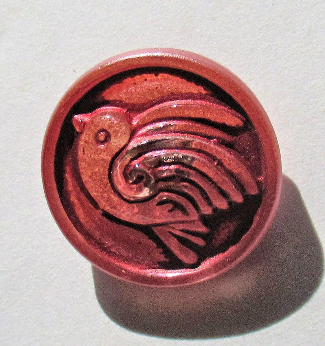 One 18mm Czech glass bird button - pink decorative shank buttons - 00053