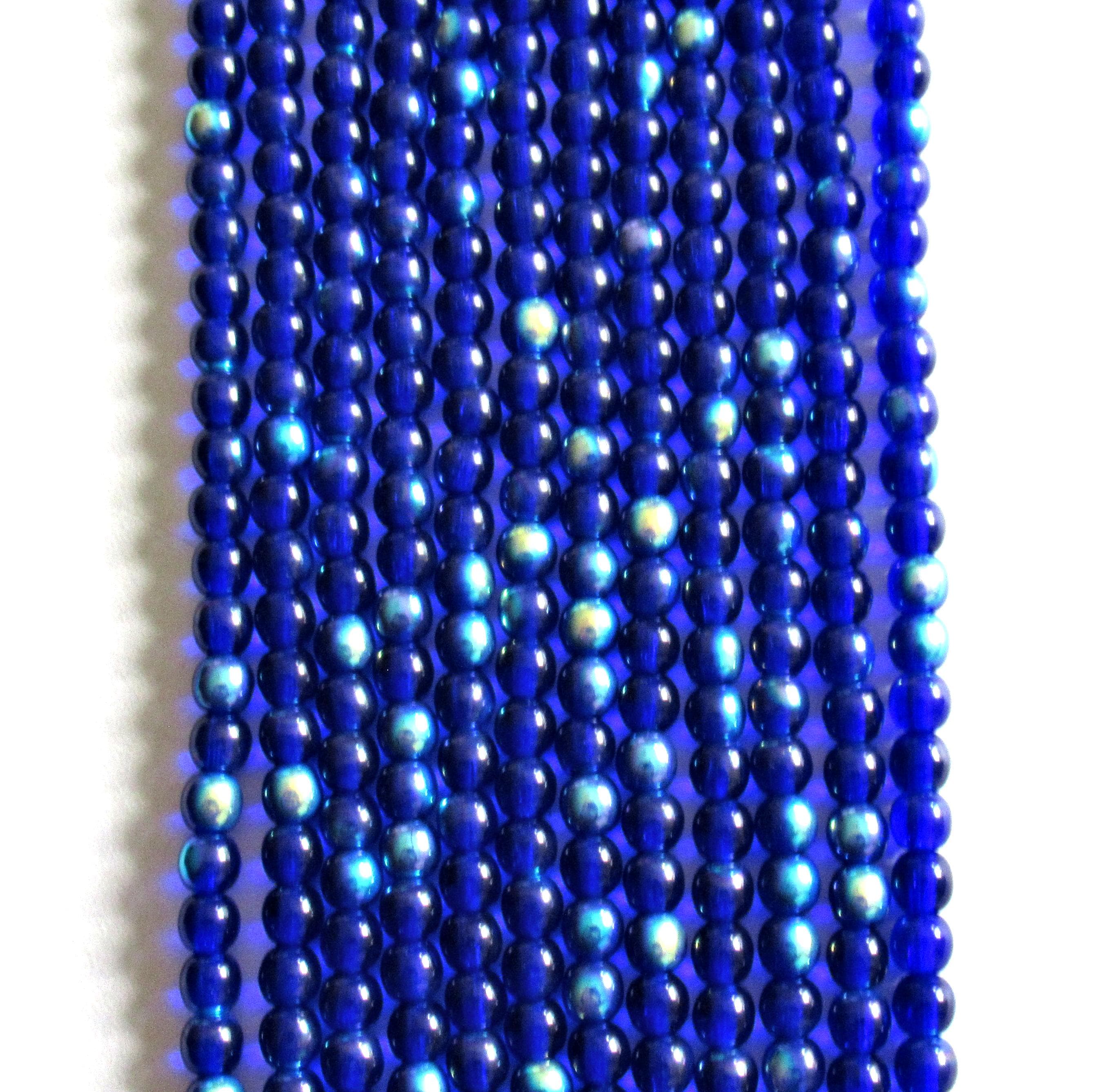 100 4mm Czech glass druk beads - cobalt blue AB smooth round druks - C0066