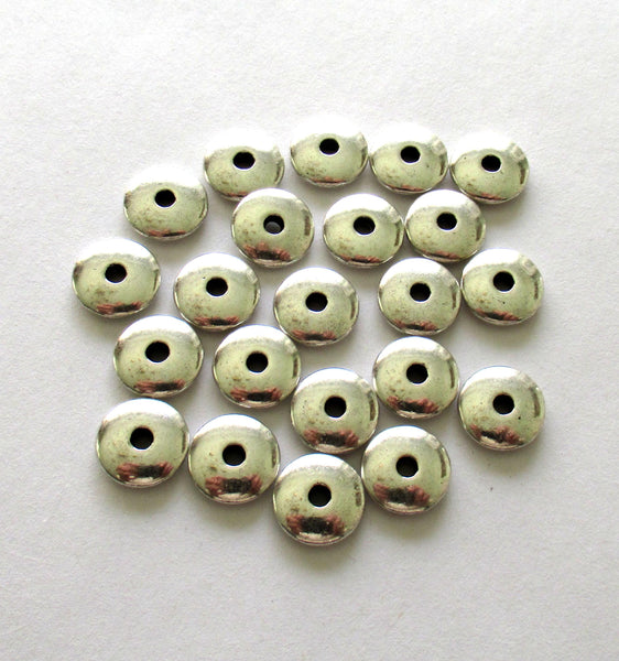 Silver tone metal alloy washer or spacer beads - 12mm - big hole spacer discs - 20 pieces - C0241