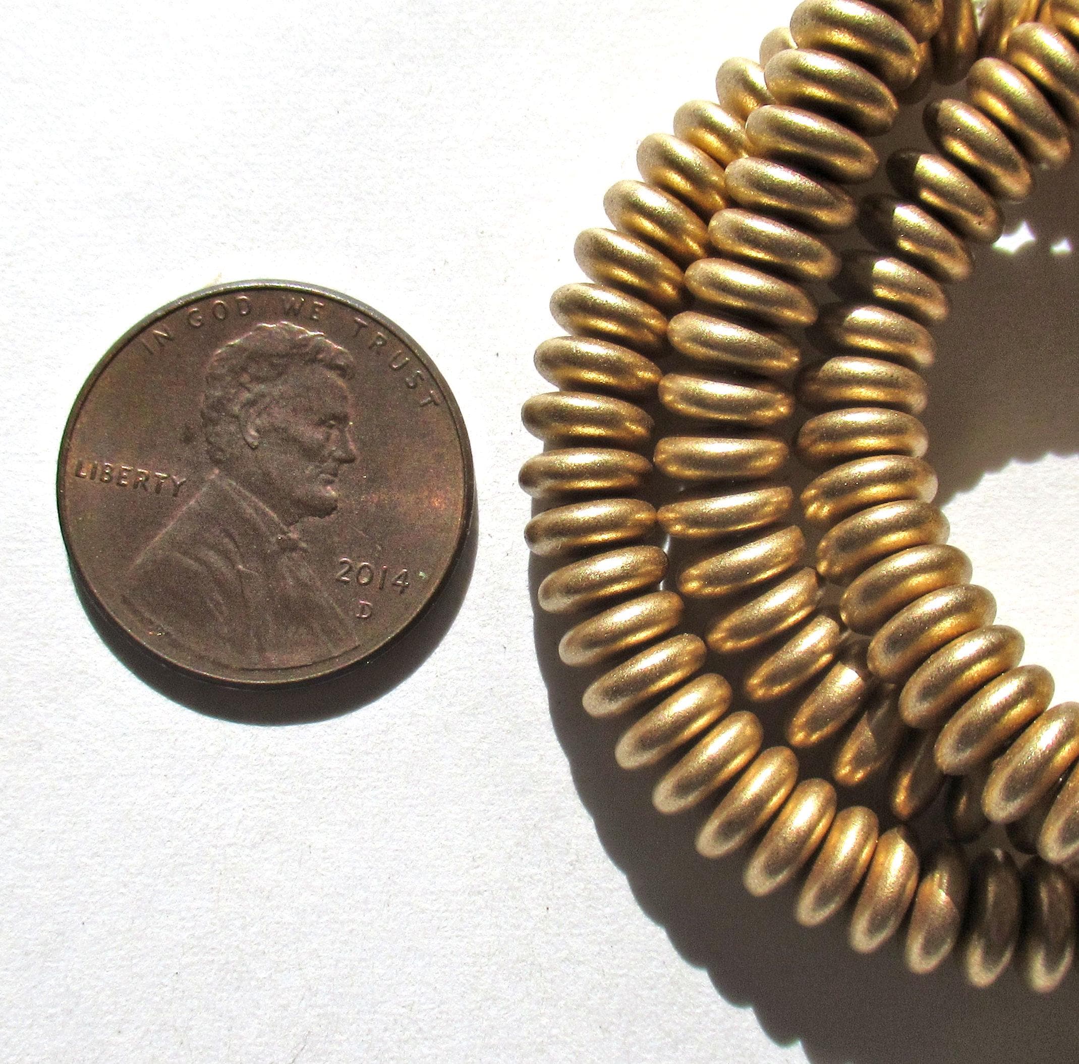 50 6mm Czech glass rondelle beads, matte metallic flax gold spacers or rondelles C00611 - Glorious Glass Beads