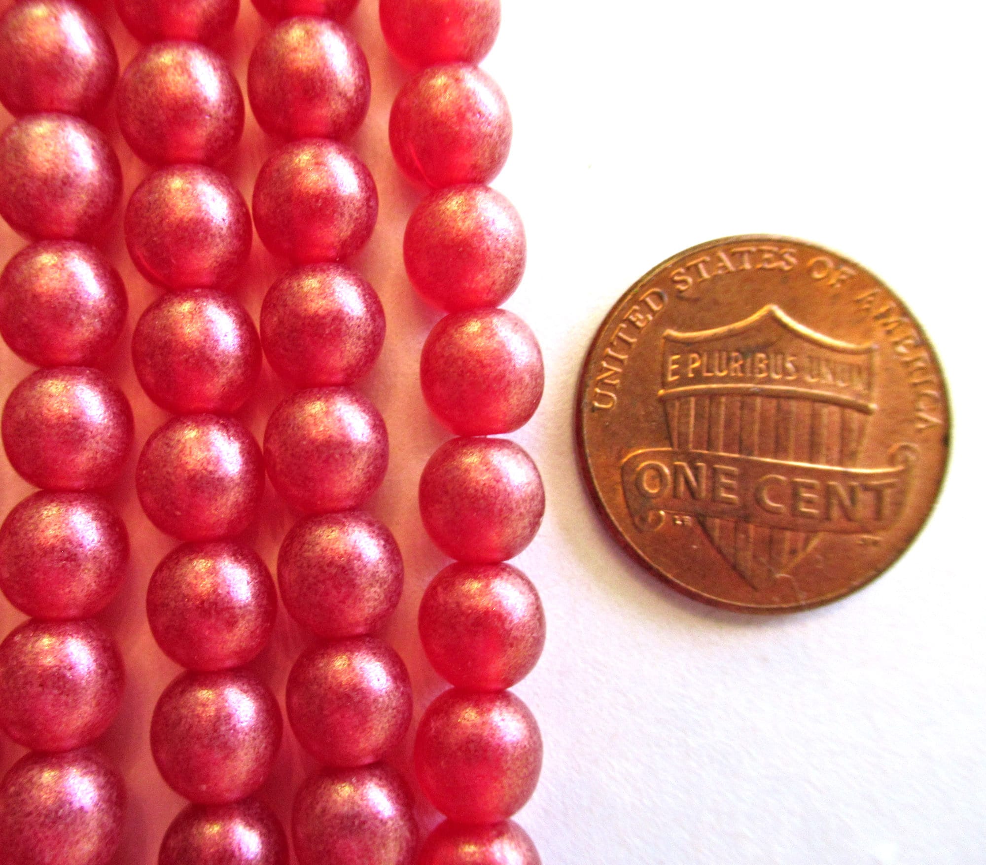 Fifty 6mm Czech glass druk beads - Cosmic Twinkle Siam Ruby Red smooth round druks - C0009