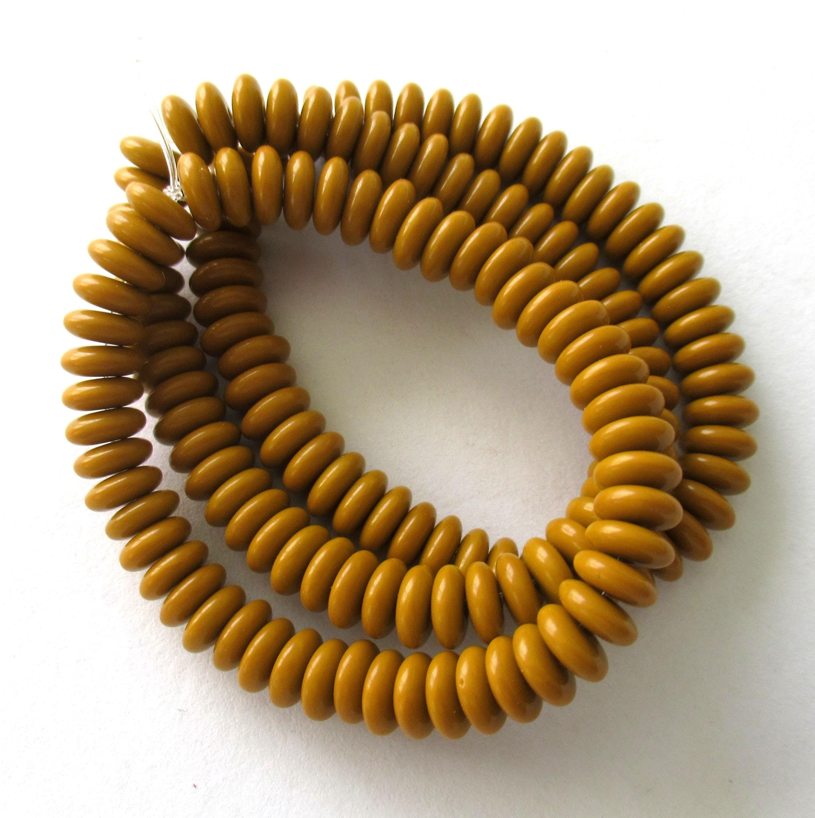 Lot of 50 6mm Czech glass rondelle spacer beads - opaque pumpkin orange flat spacers or rondelles C0521