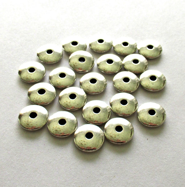 Silver tone metal alloy washer or spacer beads - 12mm - big hole spacer discs - 20 pieces - C0241