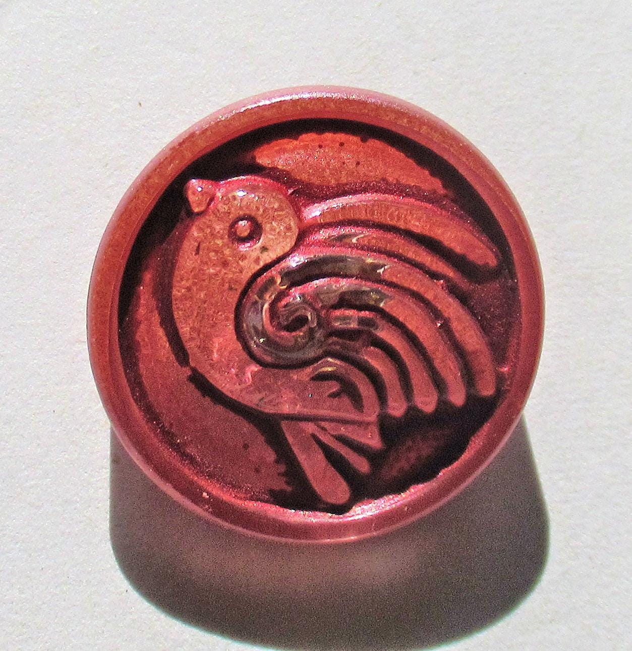 One 18mm Czech glass bird button - pink decorative shank buttons - 00053
