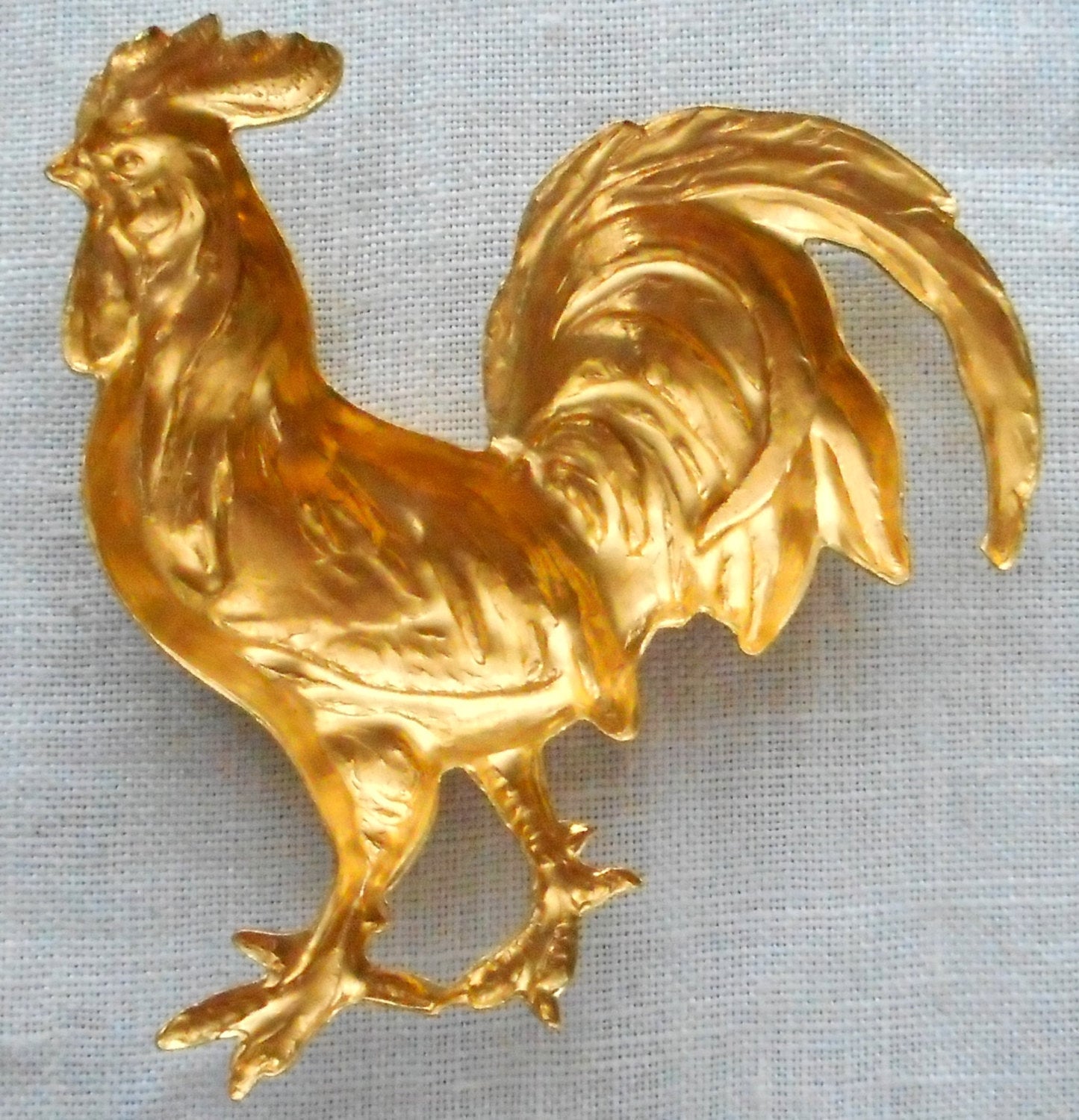 1 large raw brass rooster, cock, pendant, charm, brass stamping, connector, ornament 1.75" in by 1.50" in. made in the USA 9601 - Glorious Glass Beads