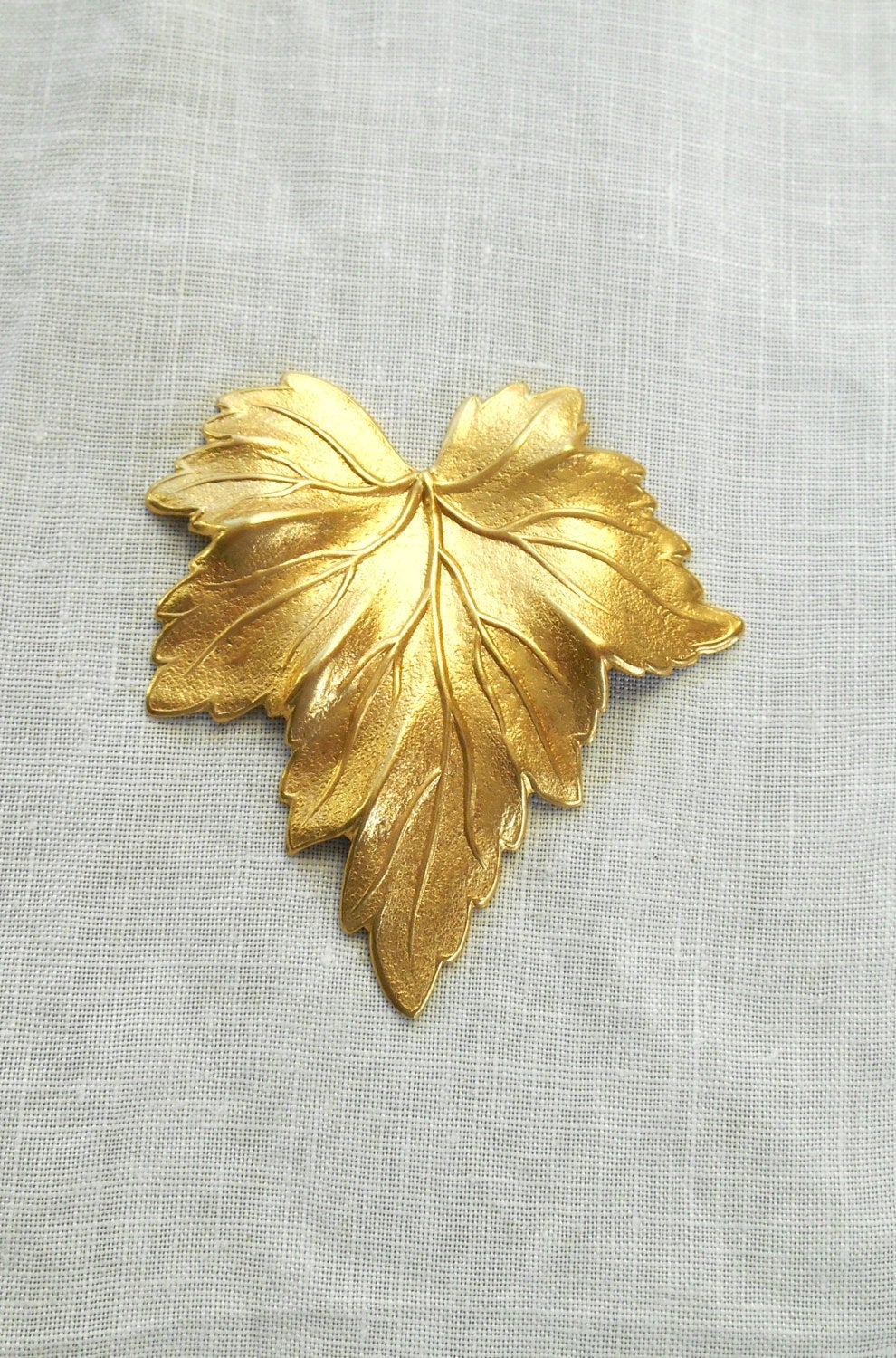 1 large raw brass stamping, a Victorian leaf, pendant, charm, connector, ornament, 51mm x 48mm made in the USA C0601 - Glorious Glass Beads