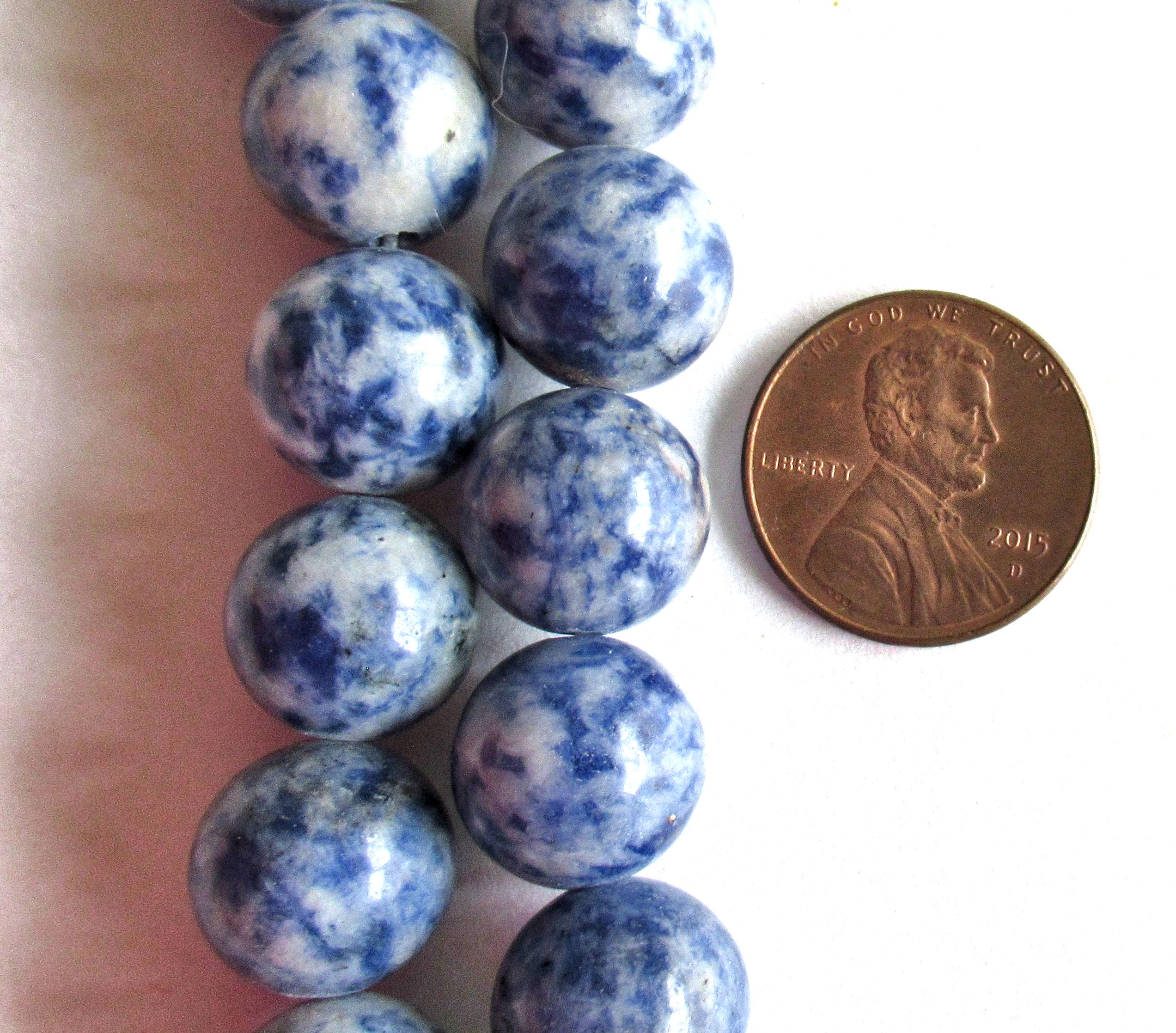 12mm Sodalite smooth round beads - semiprecious gemstone beads - blue & white druk beads - 10 beads