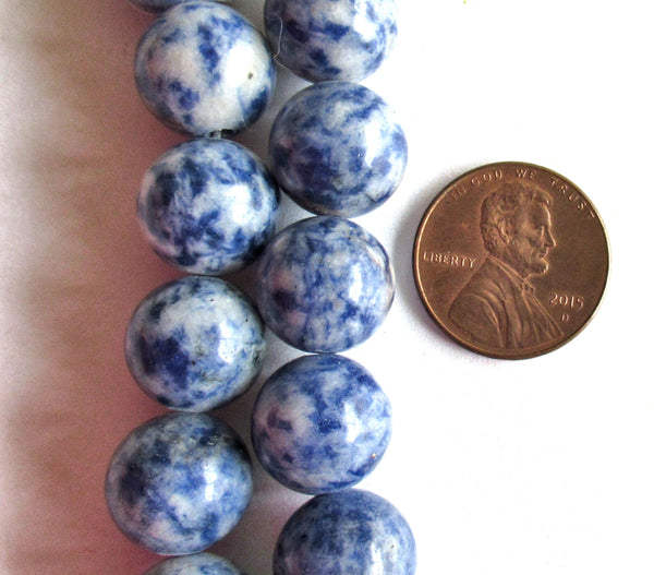 12mm Sodalite smooth round beads - semiprecious gemstone beads - blue & white druk beads - 10 beads