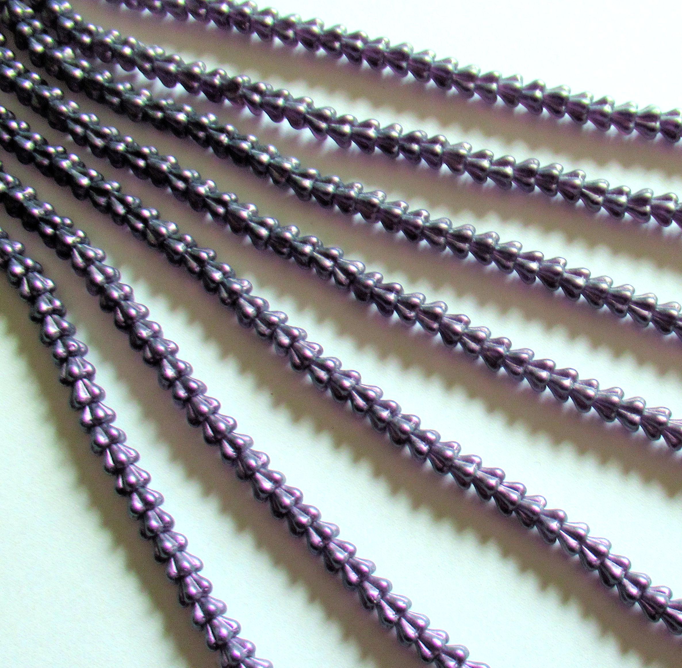50 Czech glass bell flower beads - Rose Shimmer Tanzanite - opaque purple pressed glass bellflowers - 6 x 4mm - C00078