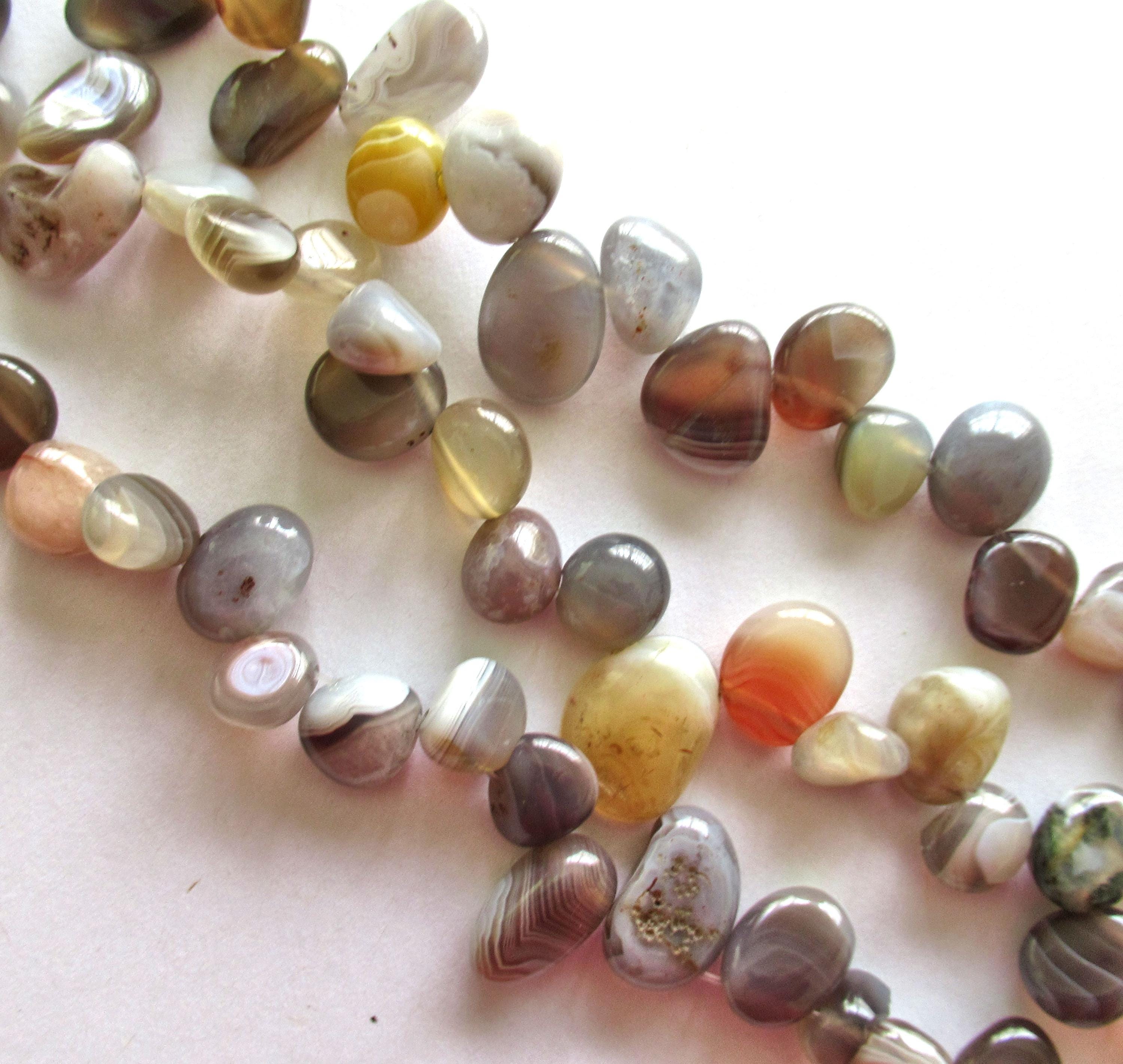 Botswana Agate banded pebble or nugget beads - 8 to 15mm - multicolor semiprecious stone beads - 59 beads - 15.5 0000